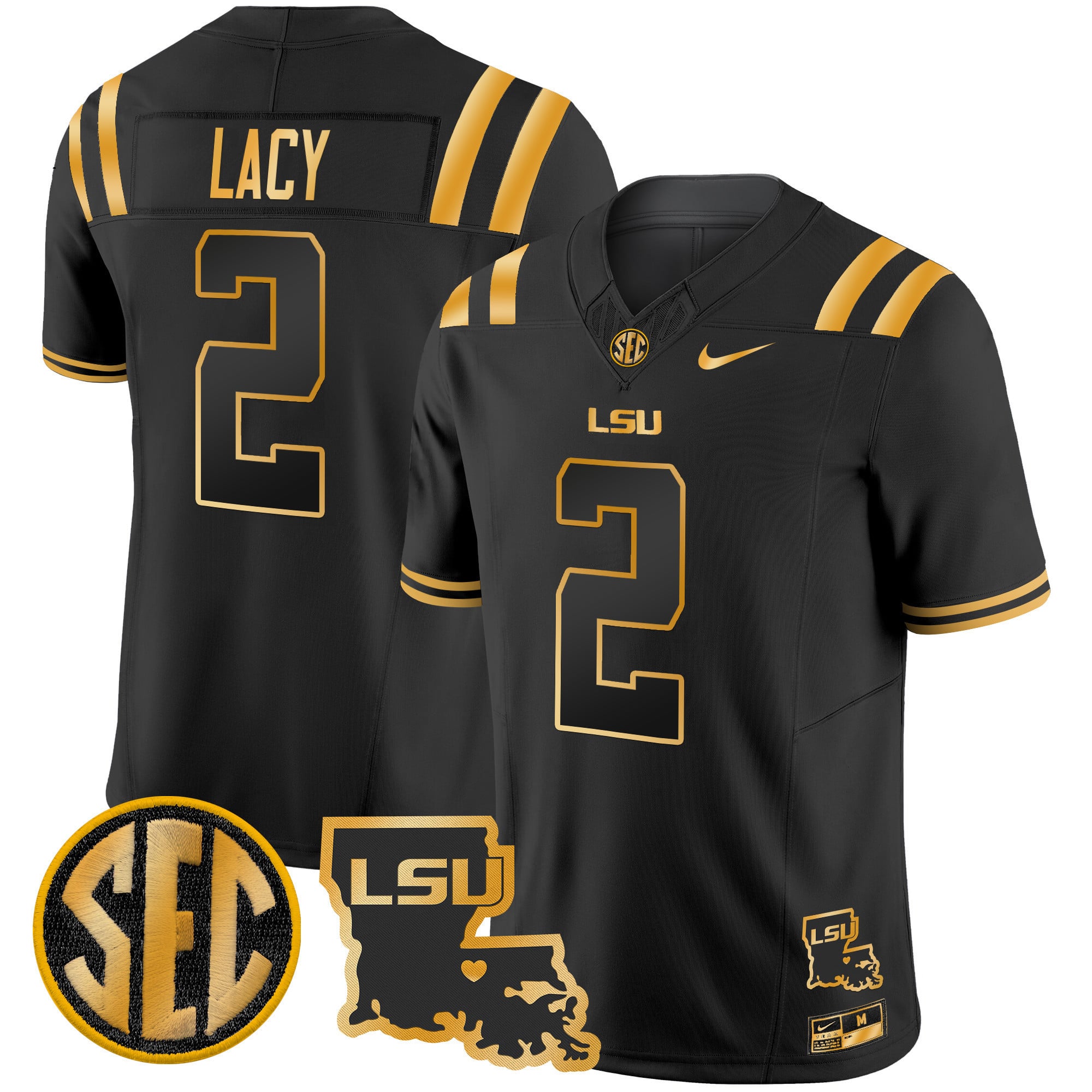 Men's LSU Tigers 2025 Louisiana Patch Gold Vapor Limited Jersey - All Stitched