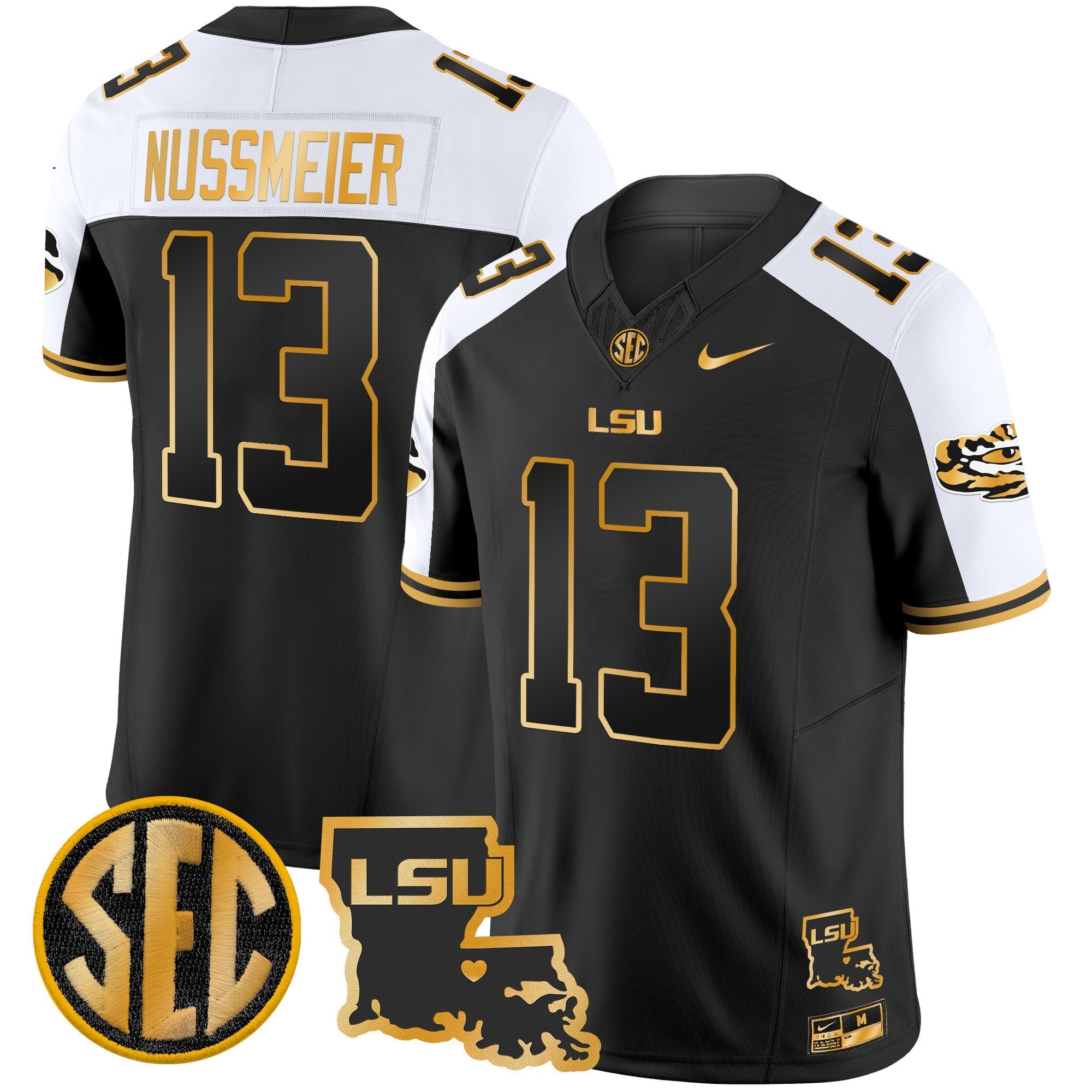 Men's LSU Tigers 2025 Louisiana Patch Gold Vapor Limited Jersey - All Stitched