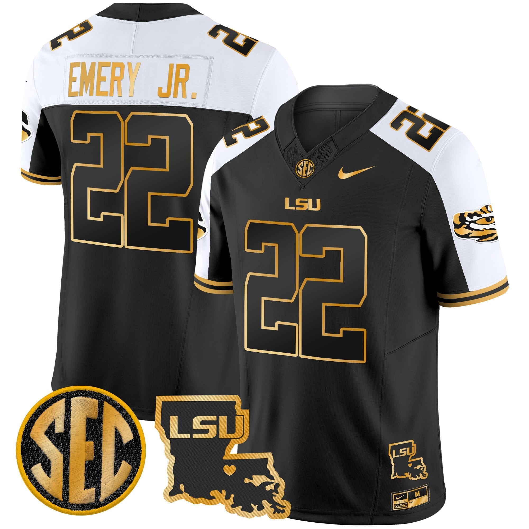 Men's LSU Tigers 2025 Louisiana Patch Gold Vapor Limited Jersey - All Stitched