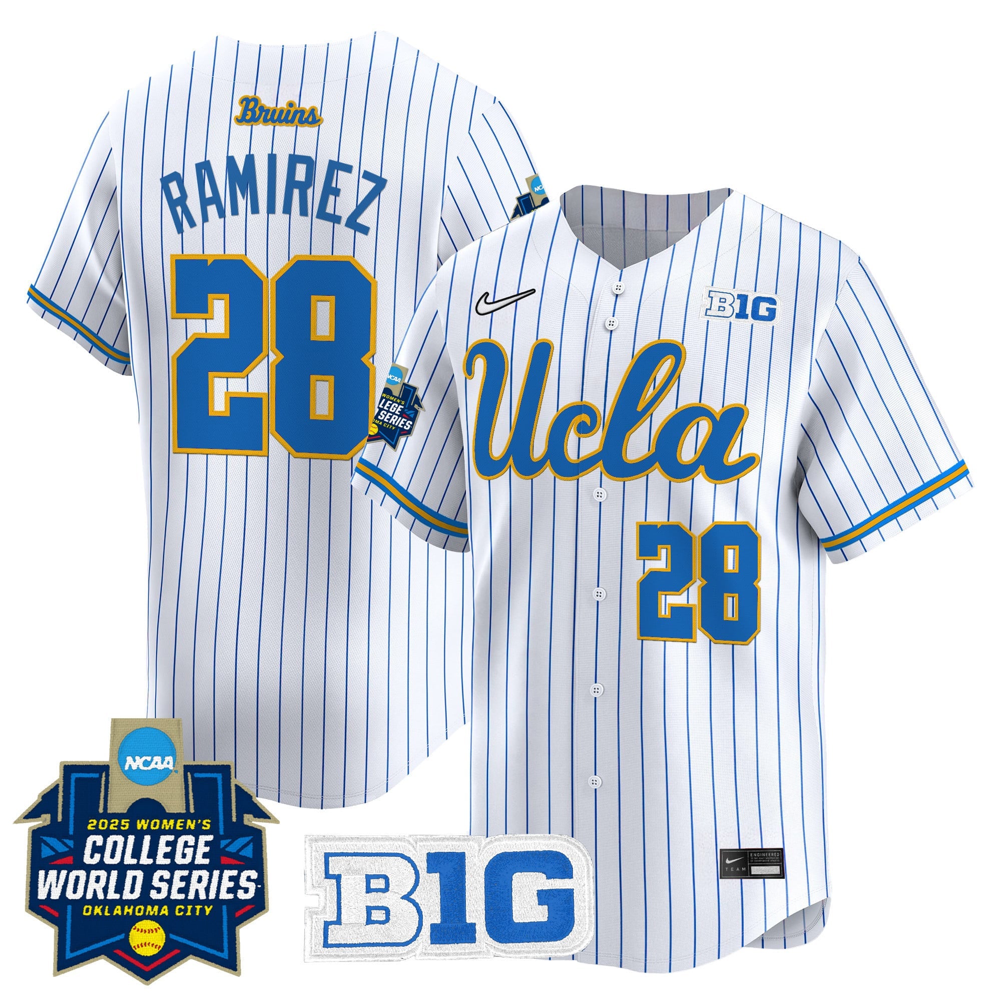 Men's size - UCLA Bruins Softball 2025 World Series (WCWS) Vapor Premier Limited Jersey - All Stitched