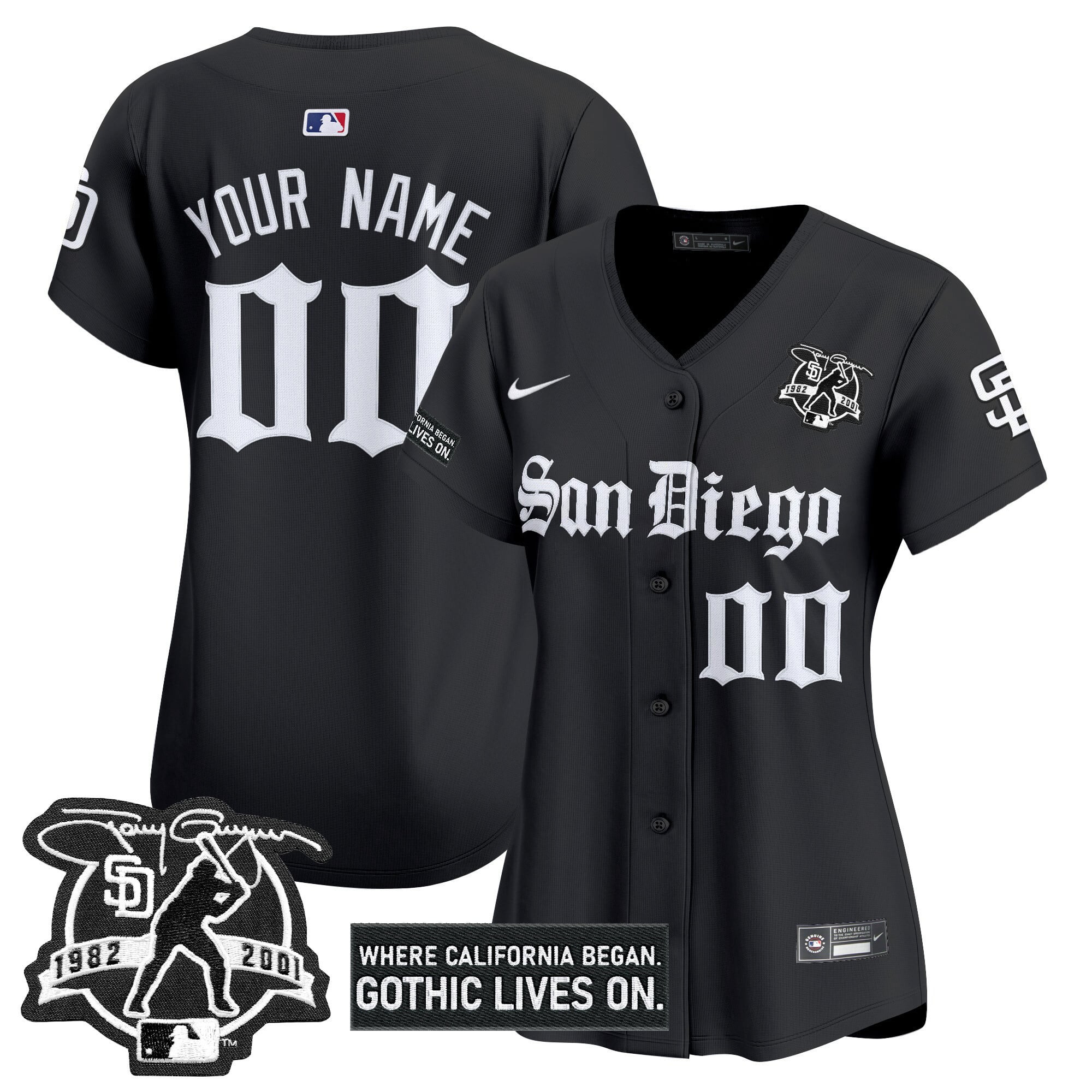 San Diego Padres 'Gothic Edition' Vapor Premier Limited Custom Jersey - All Stitched