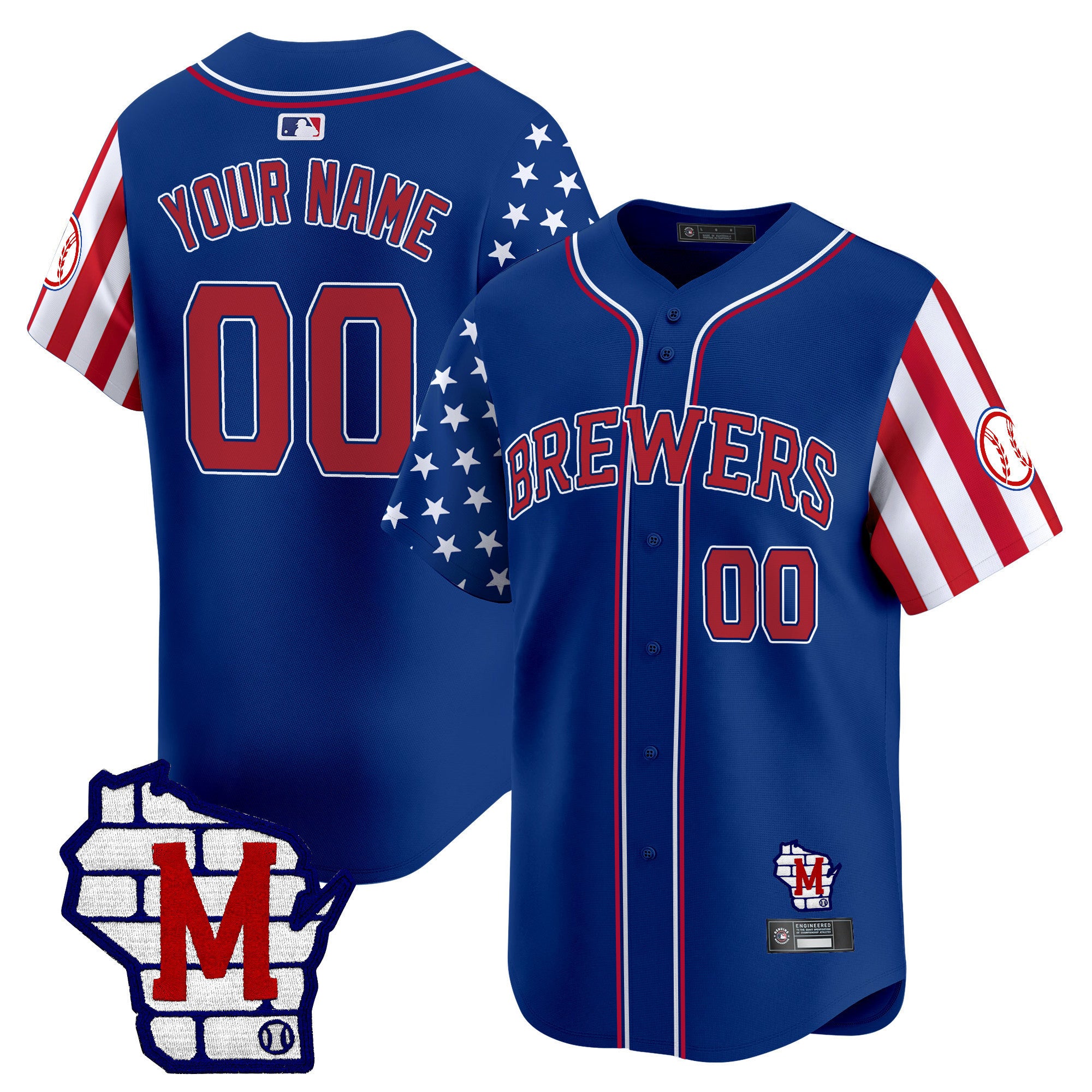 Milwaukee Brewers 2025 Independence Day Vapor Premier Limited Custom Jersey - All Stitched