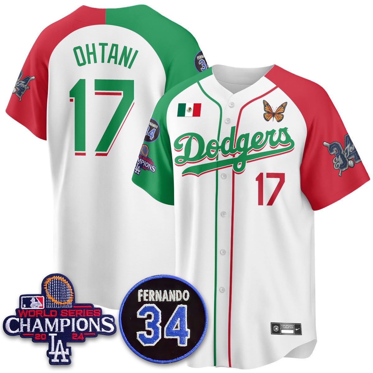 Los Angeles Dodgers Mexican "For 34" Custom Jersey - All Stitched