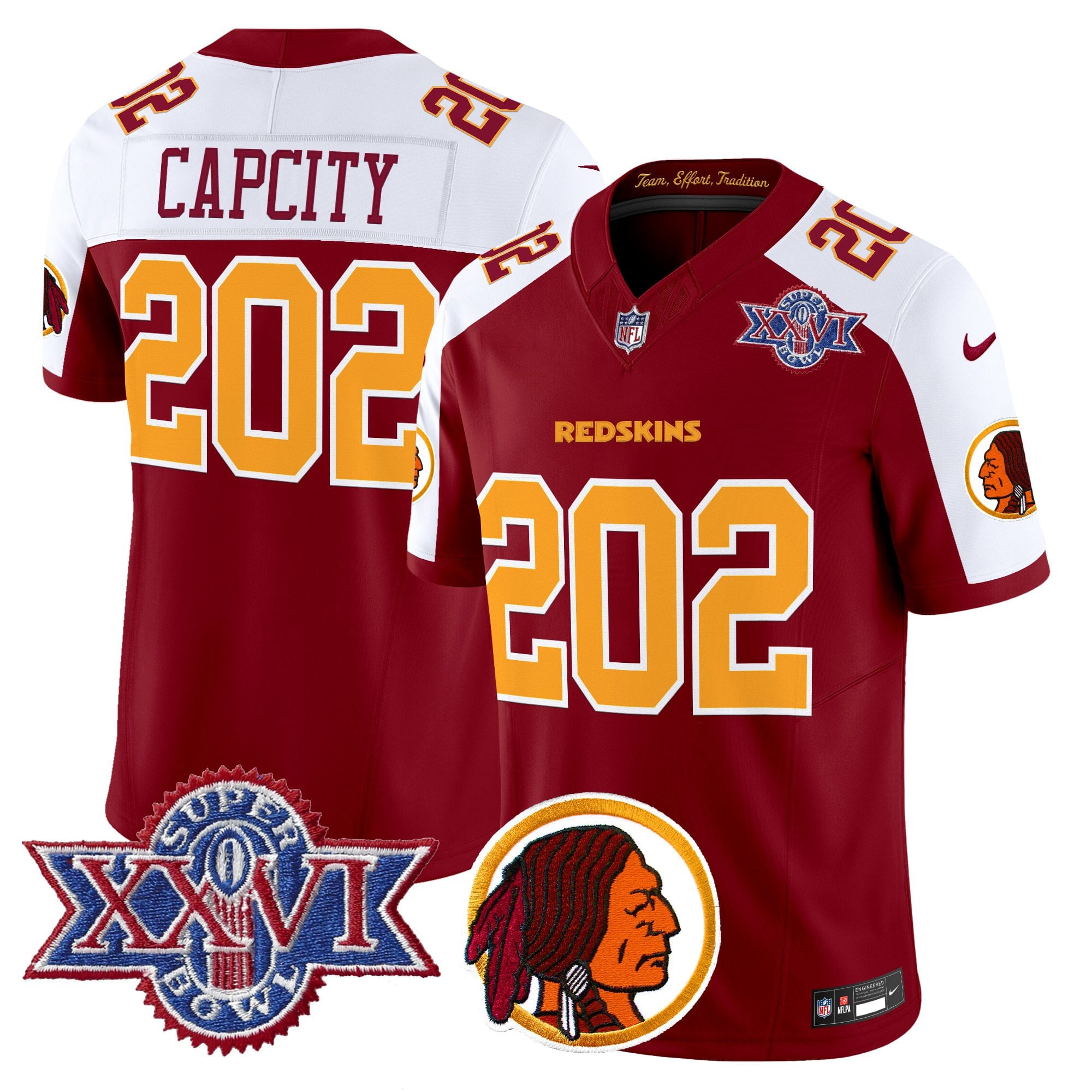 Men's Washington Redskins Throwback 1992 Super Bowl XXVI Patch Vapor Limited Jersey V2 - All Stitched