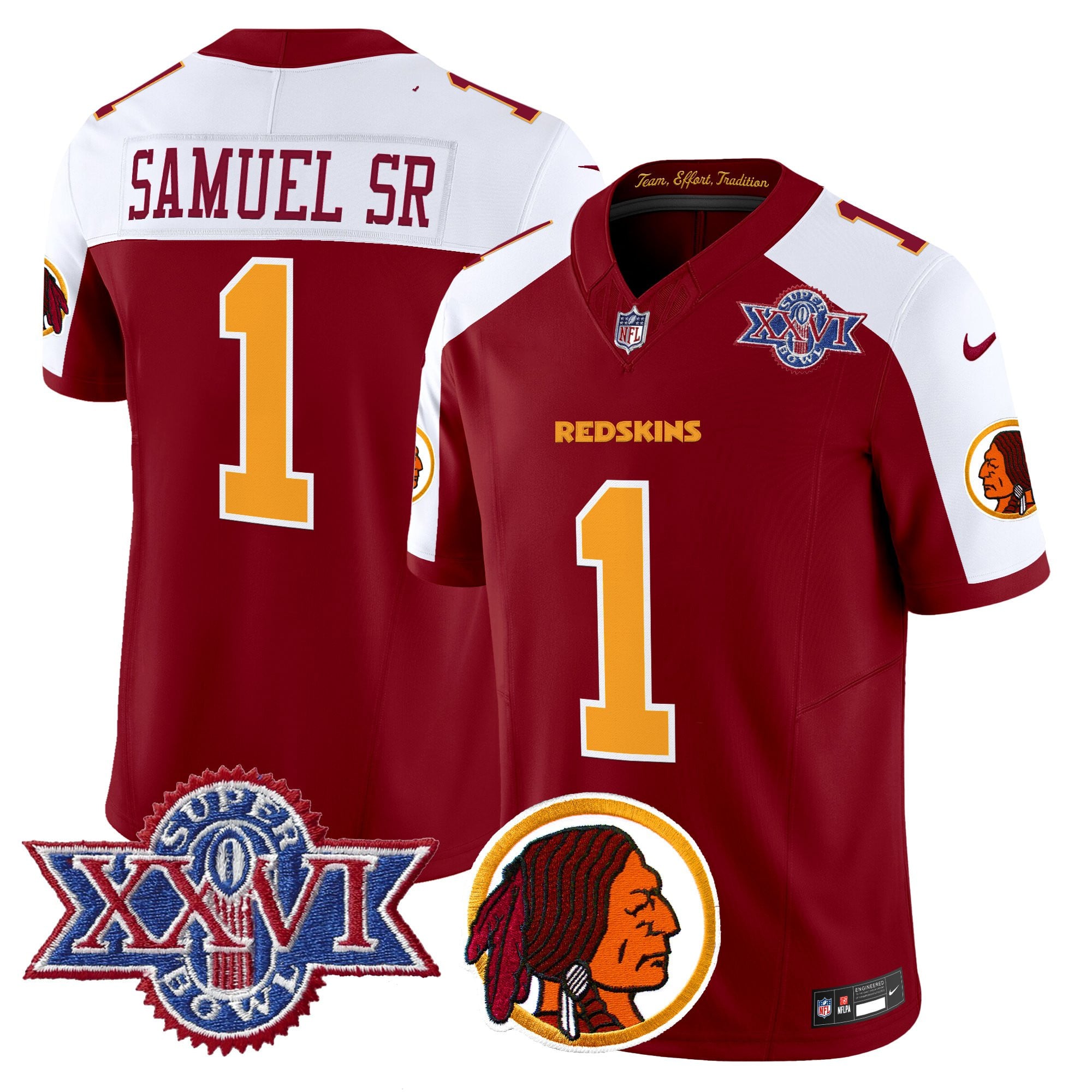 Men's Washington Redskins Throwback 1992 Super Bowl XXVI Patch Vapor Limited Jersey V2 - All Stitched