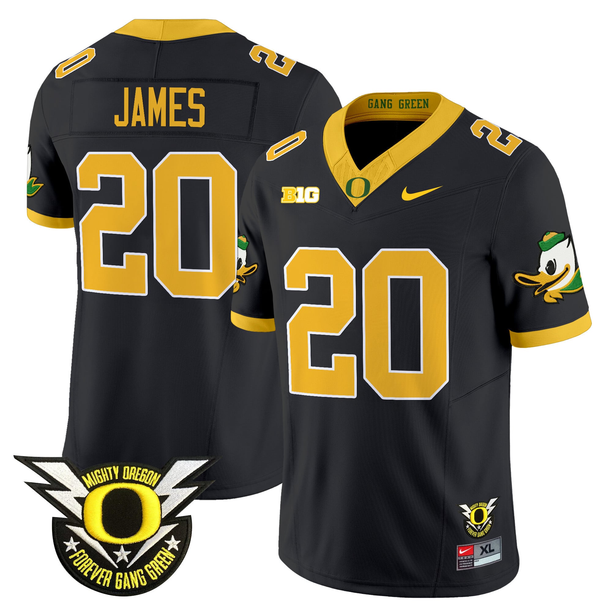 Men's Oregon Ducks 2024 Forever Gang Green & BIG Patch Vapor Limited Jersey - All Stitched