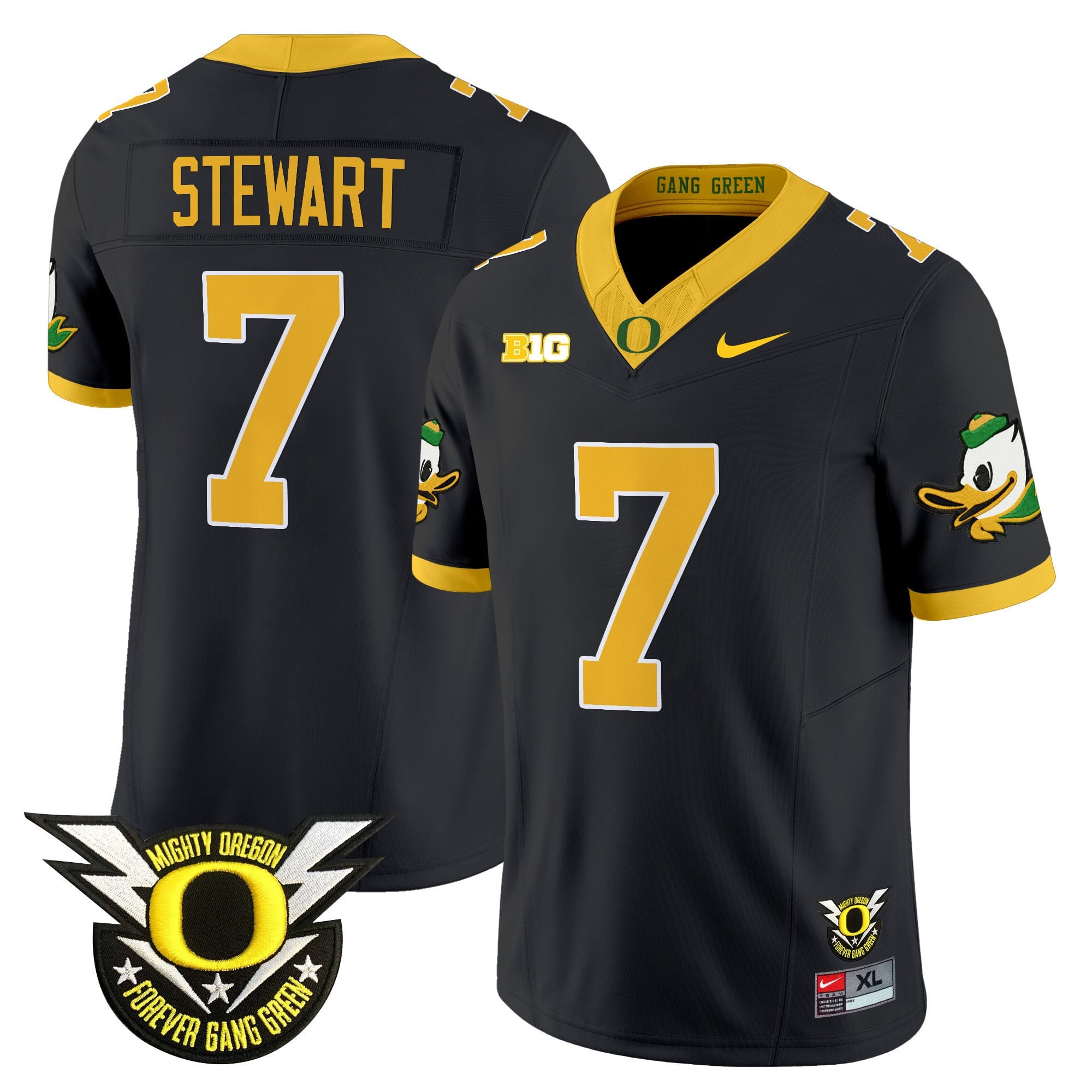 Men's Oregon Ducks 2024 Forever Gang Green & BIG Patch Vapor Limited Jersey - All Stitched