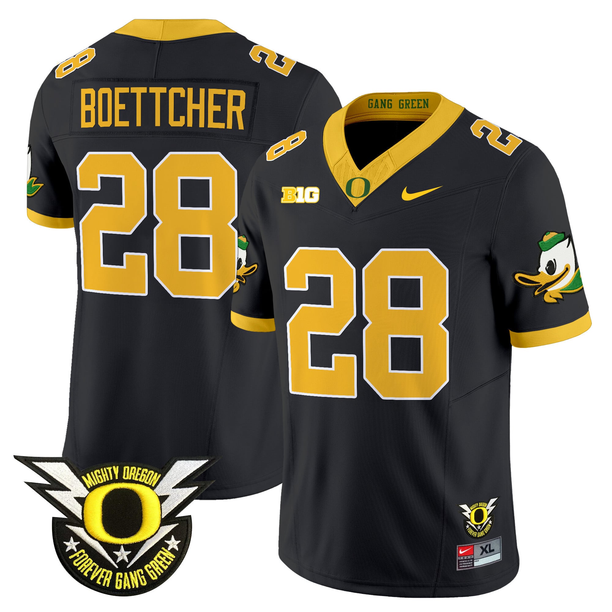 Men's Oregon Ducks 2024 Forever Gang Green & BIG Patch Vapor Limited Jersey - All Stitched