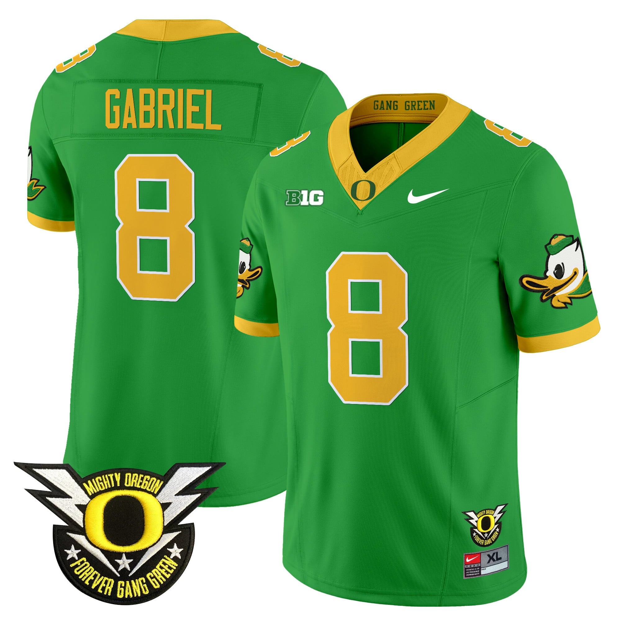 Men's Oregon Ducks 2024 Forever Gang Green & BIG Patch Vapor Limited Jersey - All Stitched