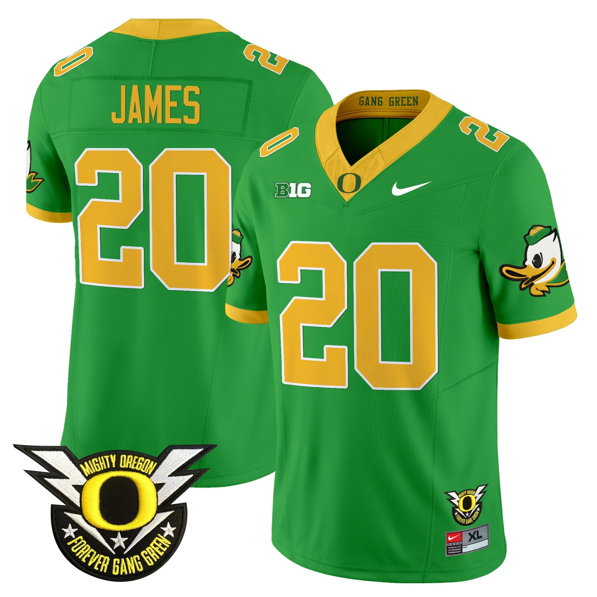 Men's Oregon Ducks 2024 Forever Gang Green & BIG Patch Vapor Limited Jersey - All Stitched
