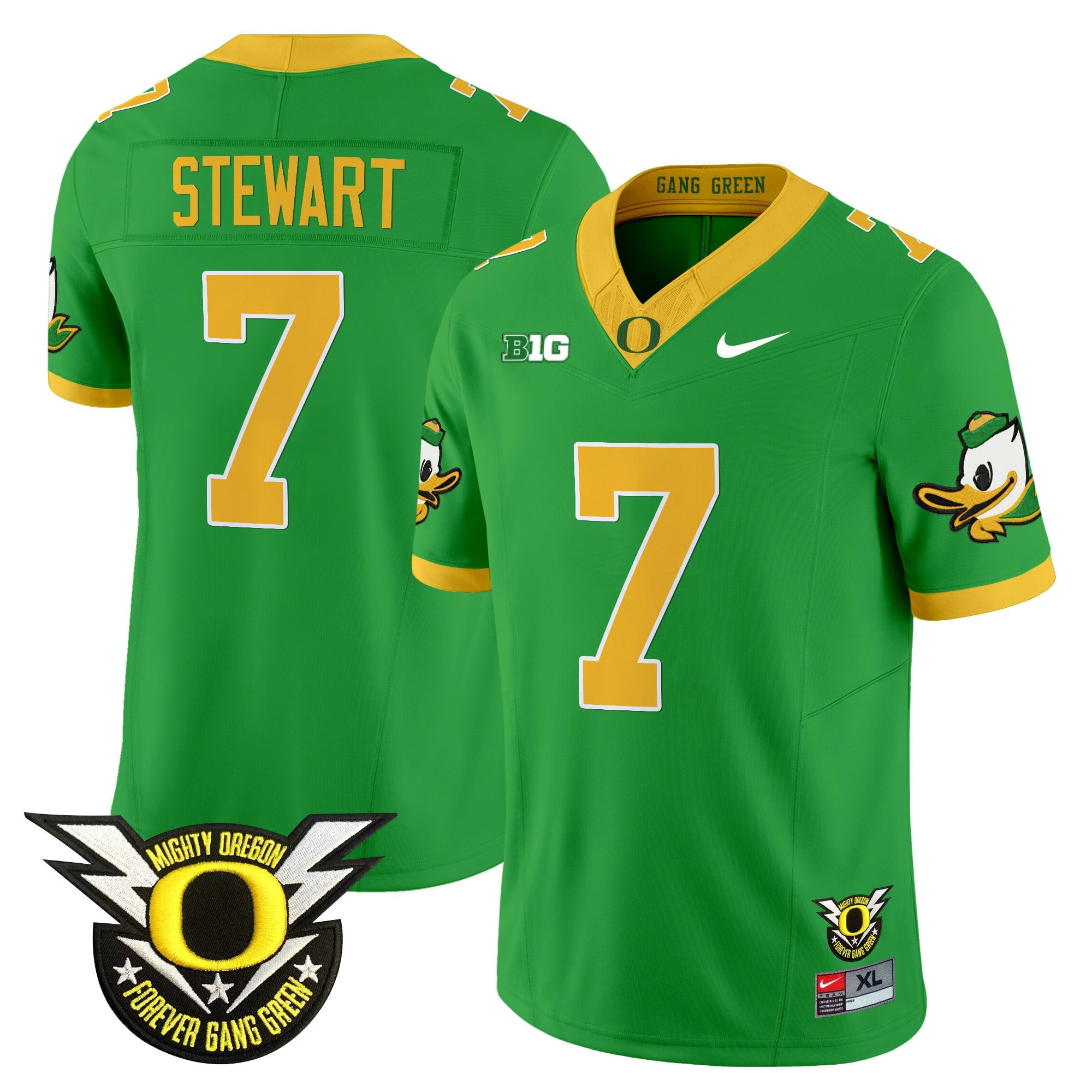 Men's Oregon Ducks 2024 Forever Gang Green & BIG Patch Vapor Limited Jersey - All Stitched