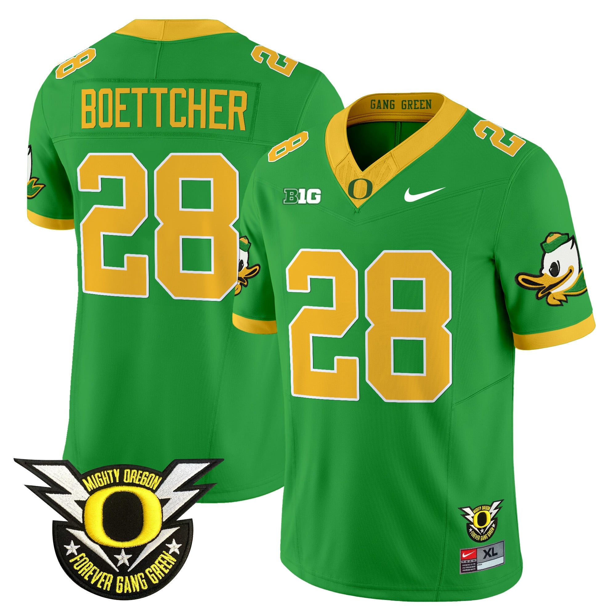 Men's Oregon Ducks 2024 Forever Gang Green & BIG Patch Vapor Limited Jersey - All Stitched