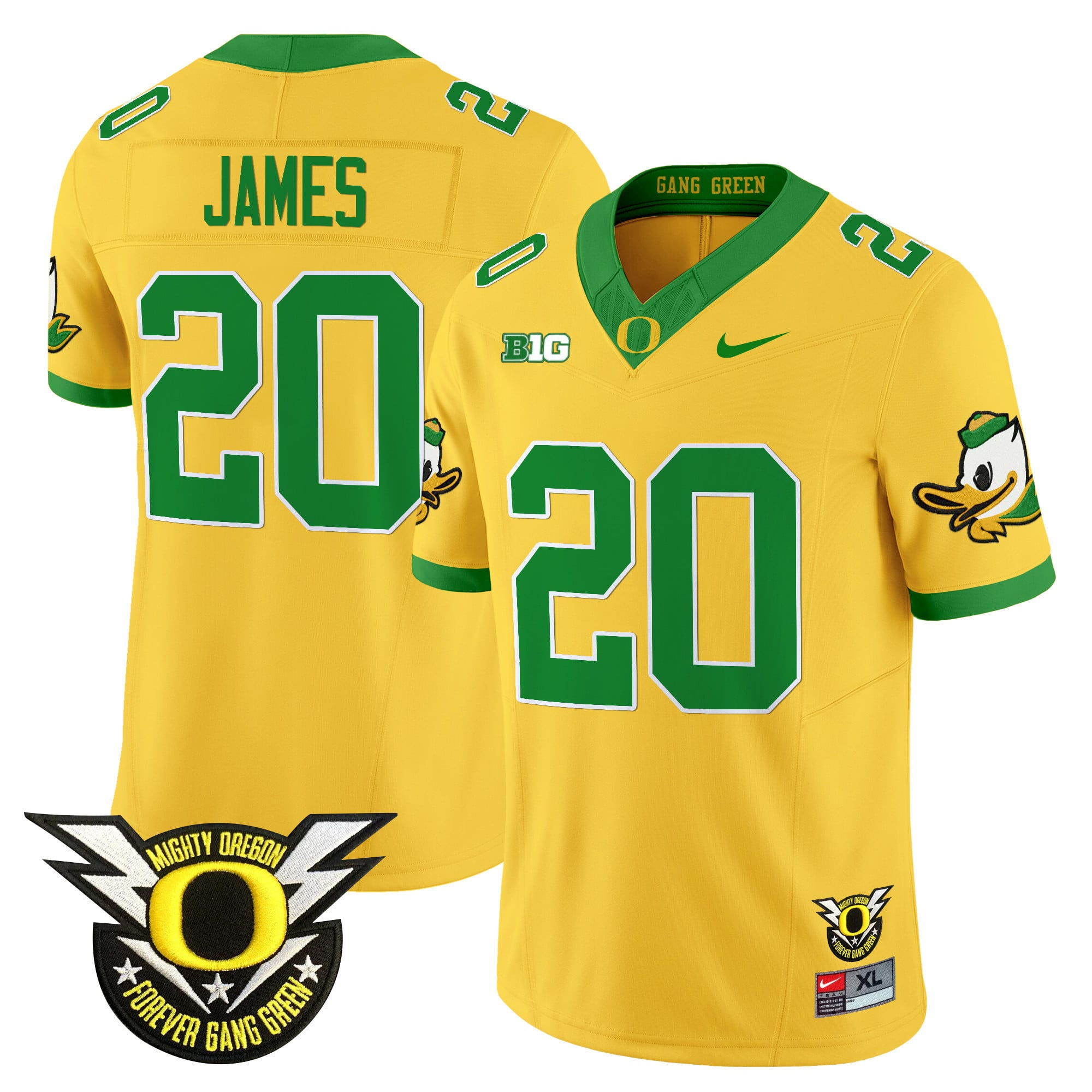 Men's Oregon Ducks 2024 Forever Gang Green & BIG Patch Vapor Limited Jersey - All Stitched