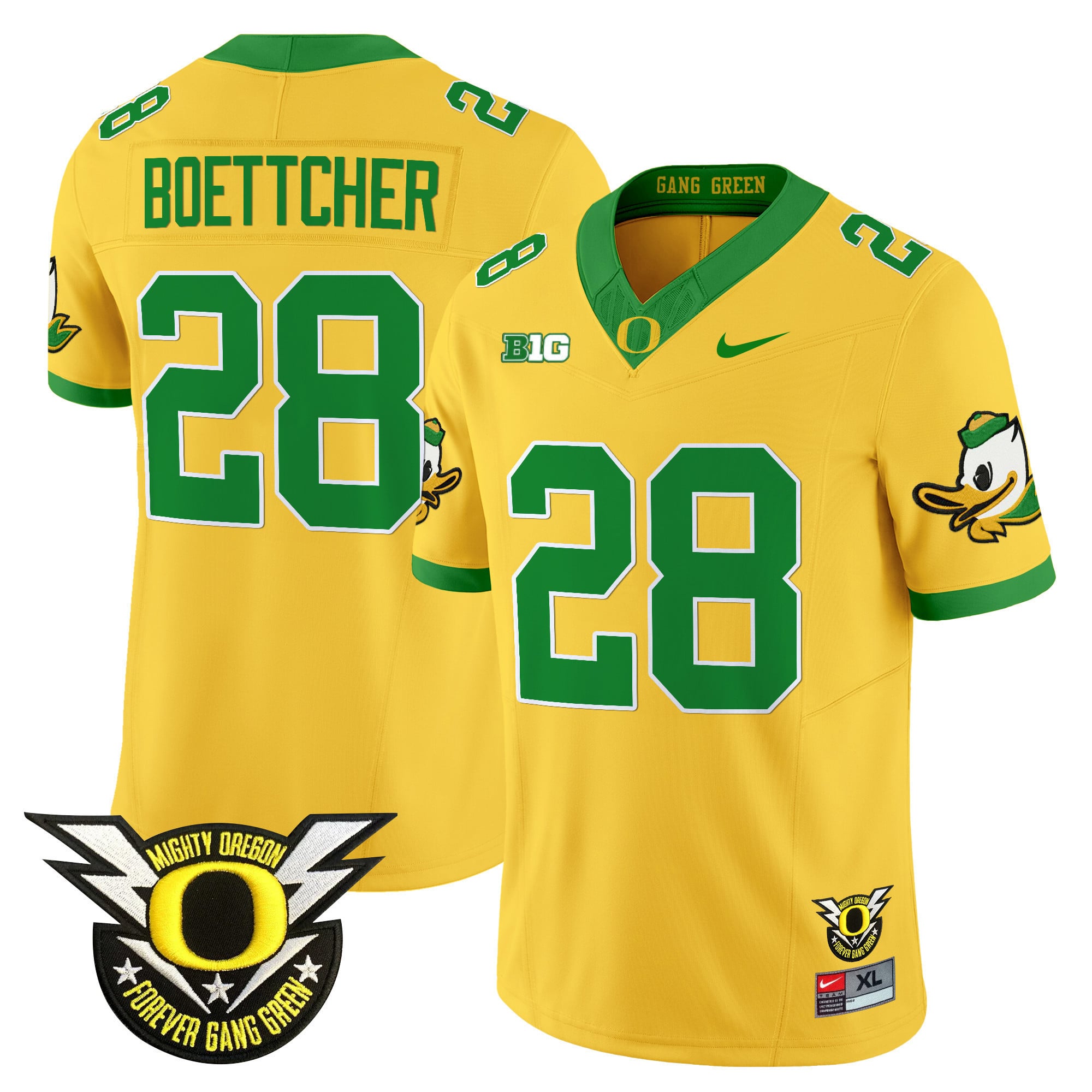 Men's Oregon Ducks 2024 Forever Gang Green & BIG Patch Vapor Limited Jersey - All Stitched