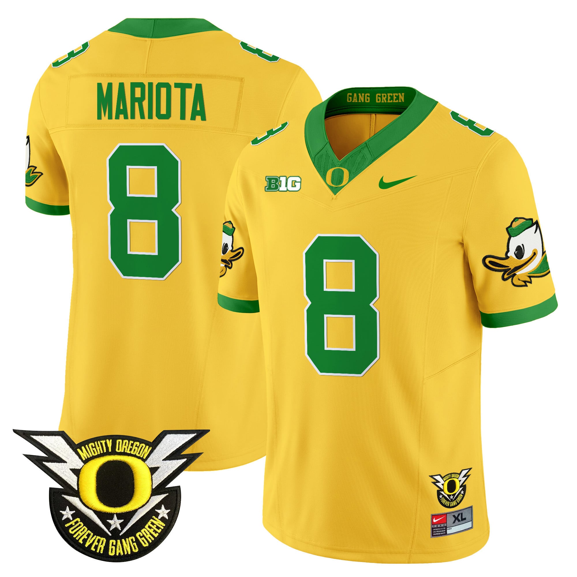 Men's Oregon Ducks 2024 Forever Gang Green & BIG Patch Vapor Limited Jersey - All Stitched