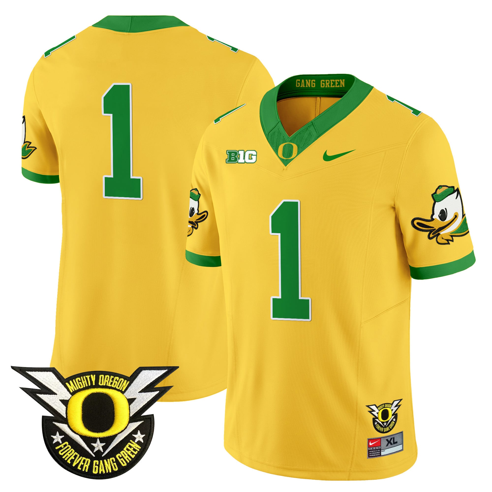 Men's Oregon Ducks 2024 Forever Gang Green & BIG Patch Vapor Limited Jersey - All Stitched