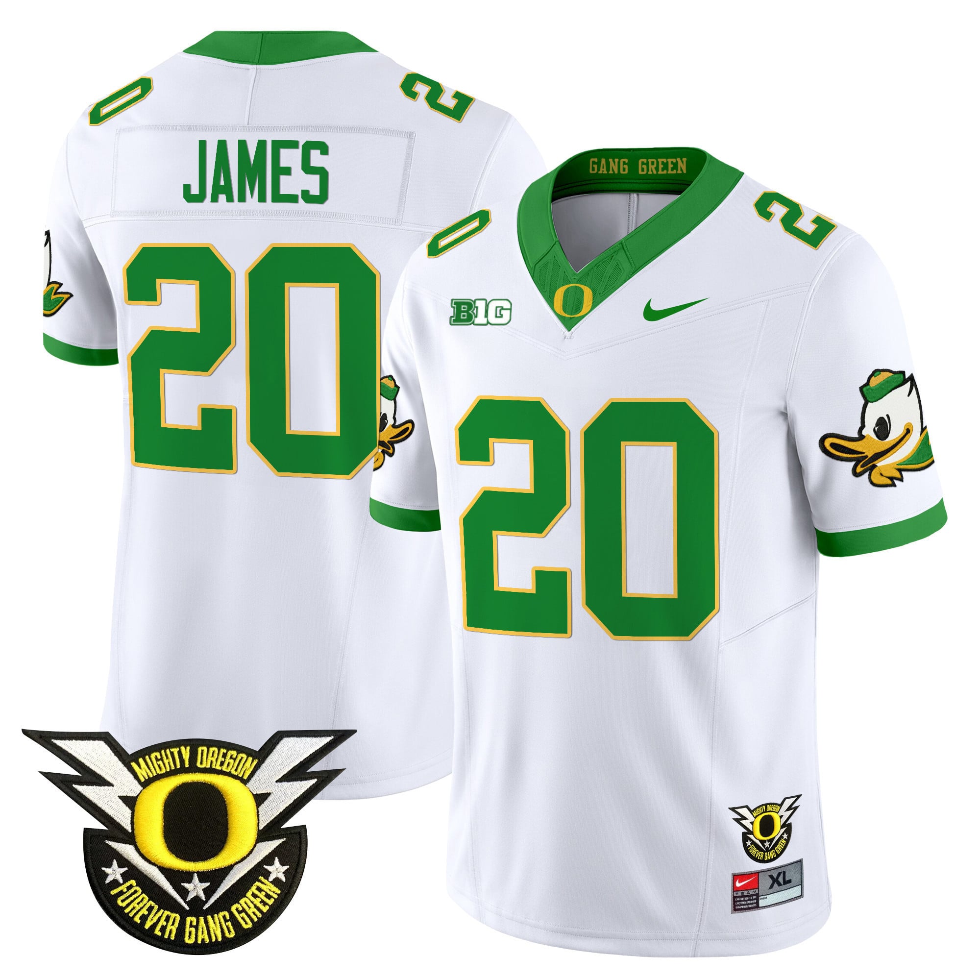Men's Oregon Ducks 2024 Forever Gang Green & BIG Patch Vapor Limited Jersey - All Stitched