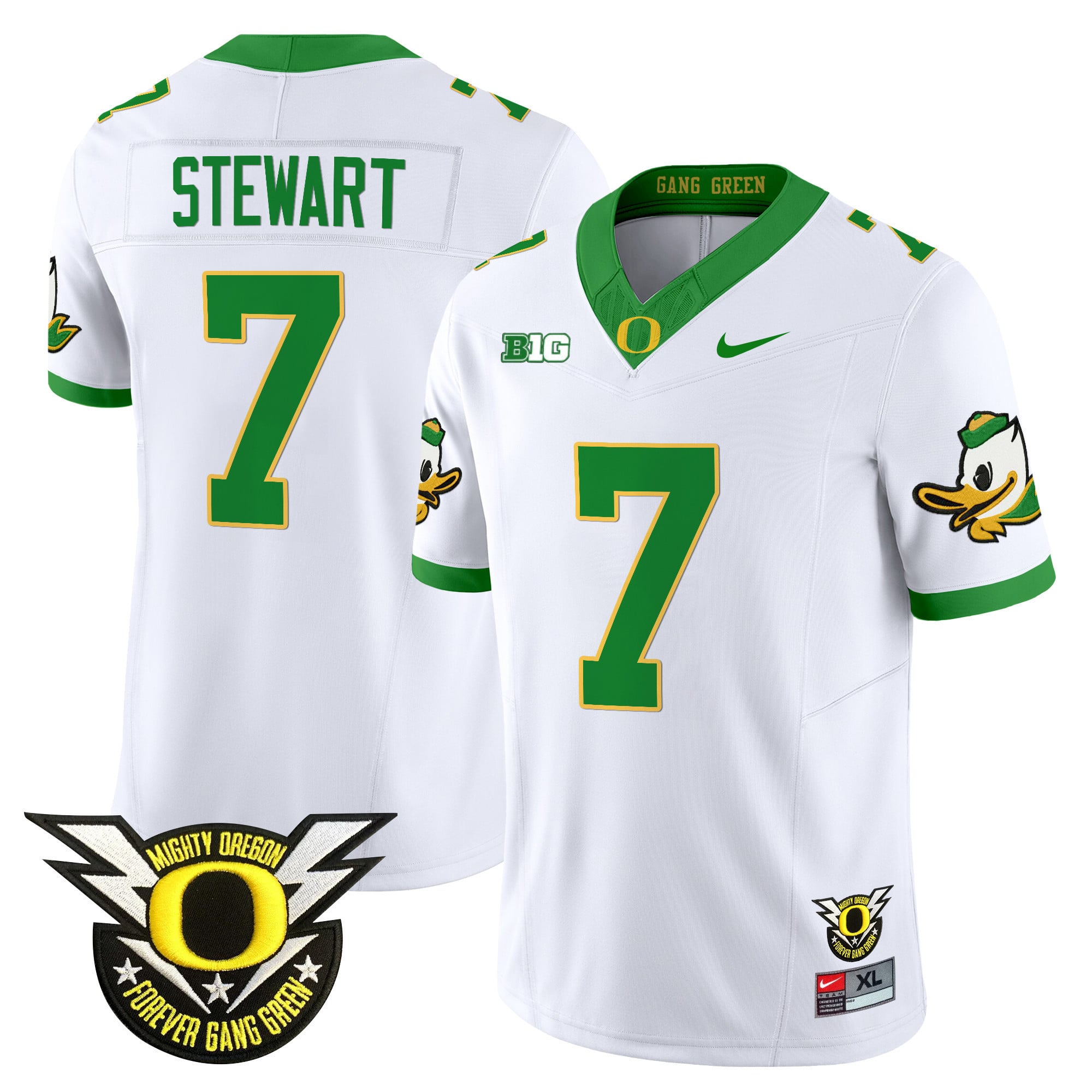 Men's Oregon Ducks 2024 Forever Gang Green & BIG Patch Vapor Limited Jersey - All Stitched