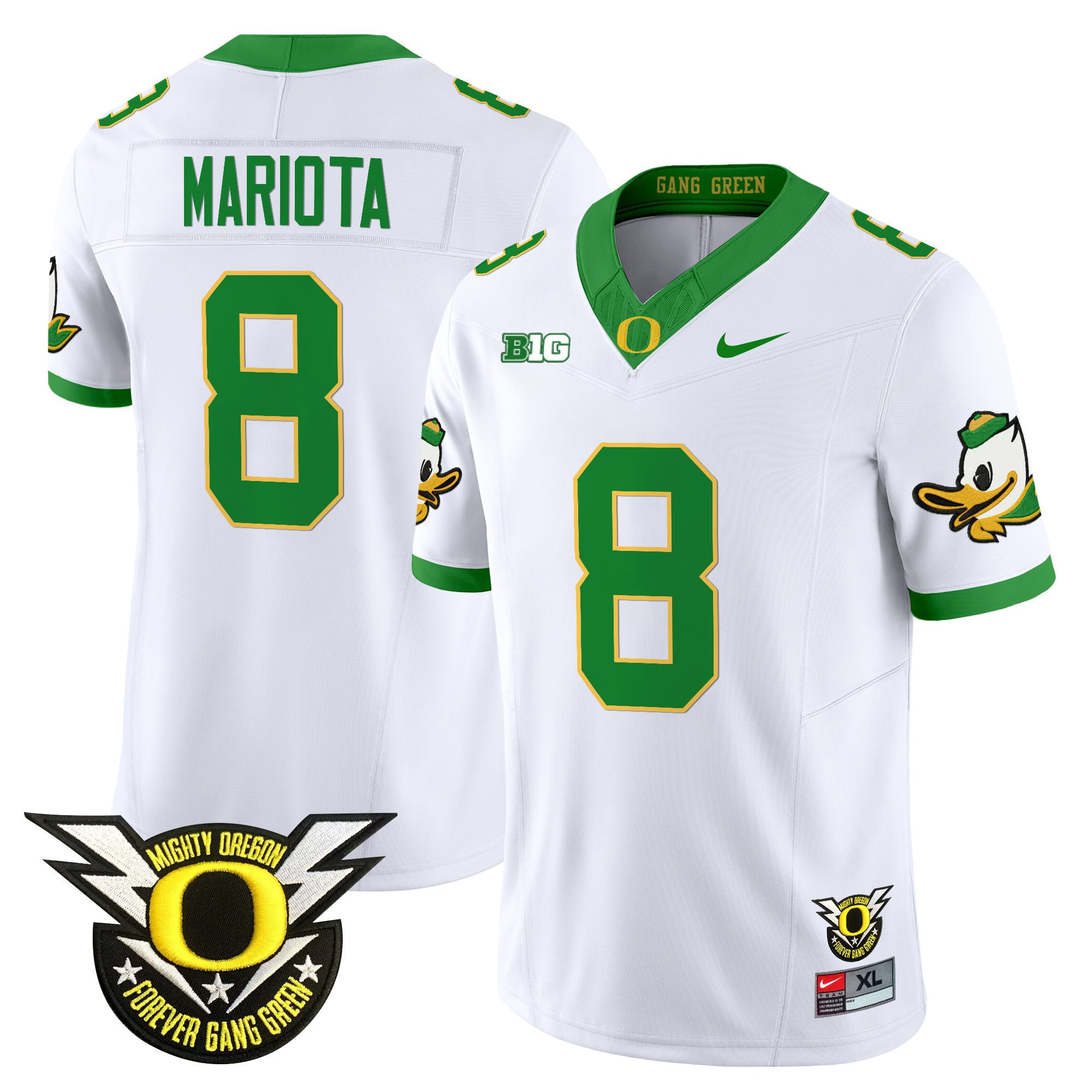 Men's Oregon Ducks 2024 Forever Gang Green & BIG Patch Vapor Limited Jersey - All Stitched