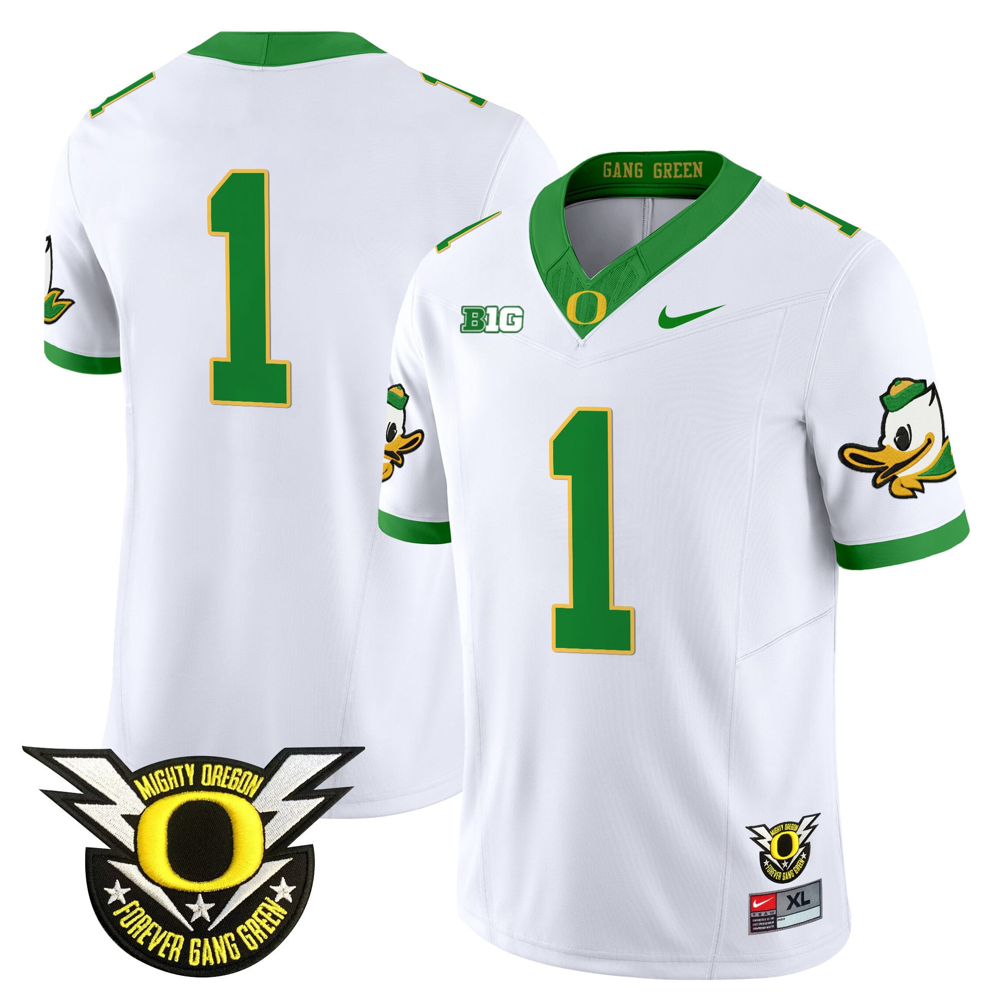Men's Oregon Ducks 2024 Forever Gang Green & BIG Patch Vapor Limited Jersey - All Stitched