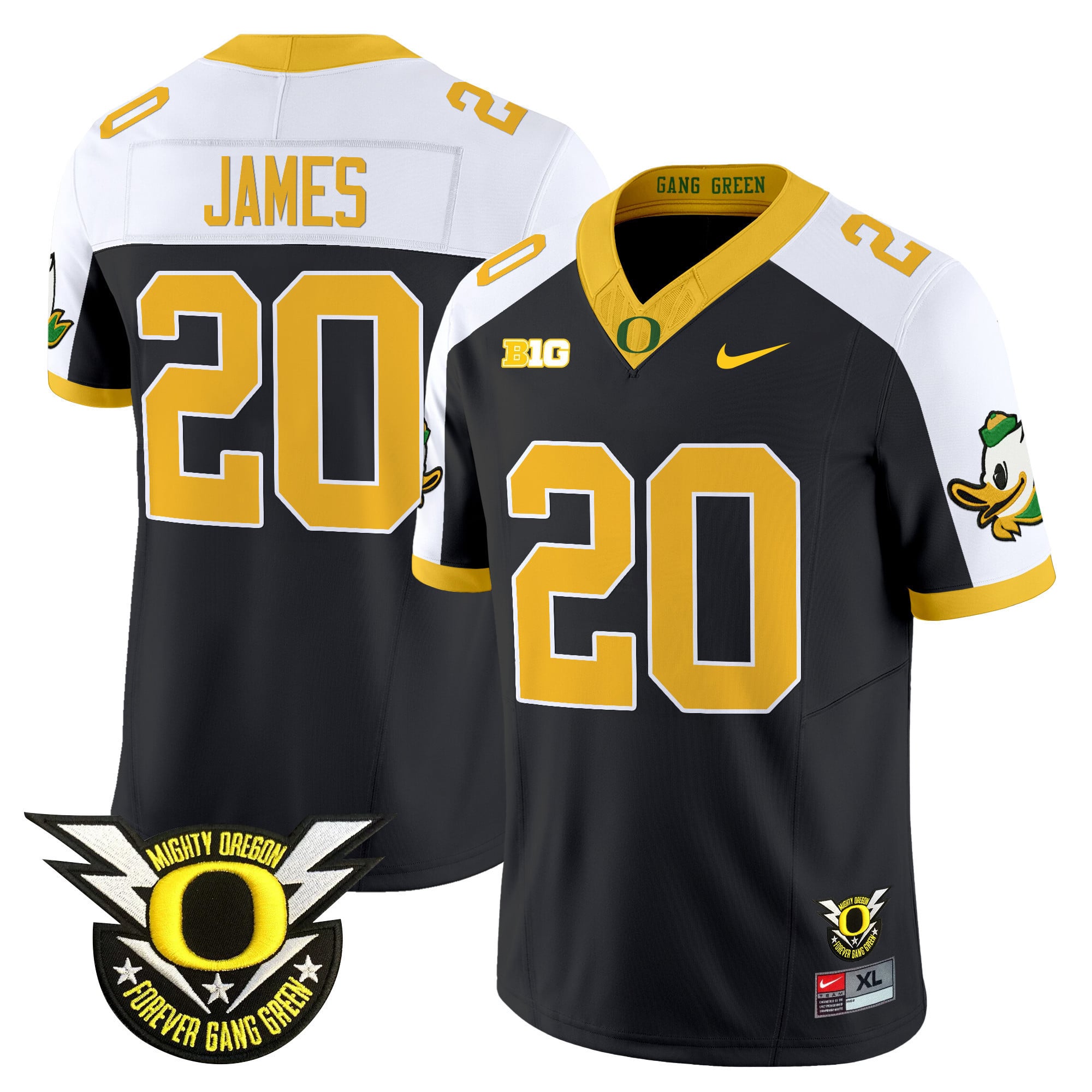 Men's Oregon Ducks 2024 Forever Gang Green & BIG Patch Vapor Limited Jersey N5 - All Stitched