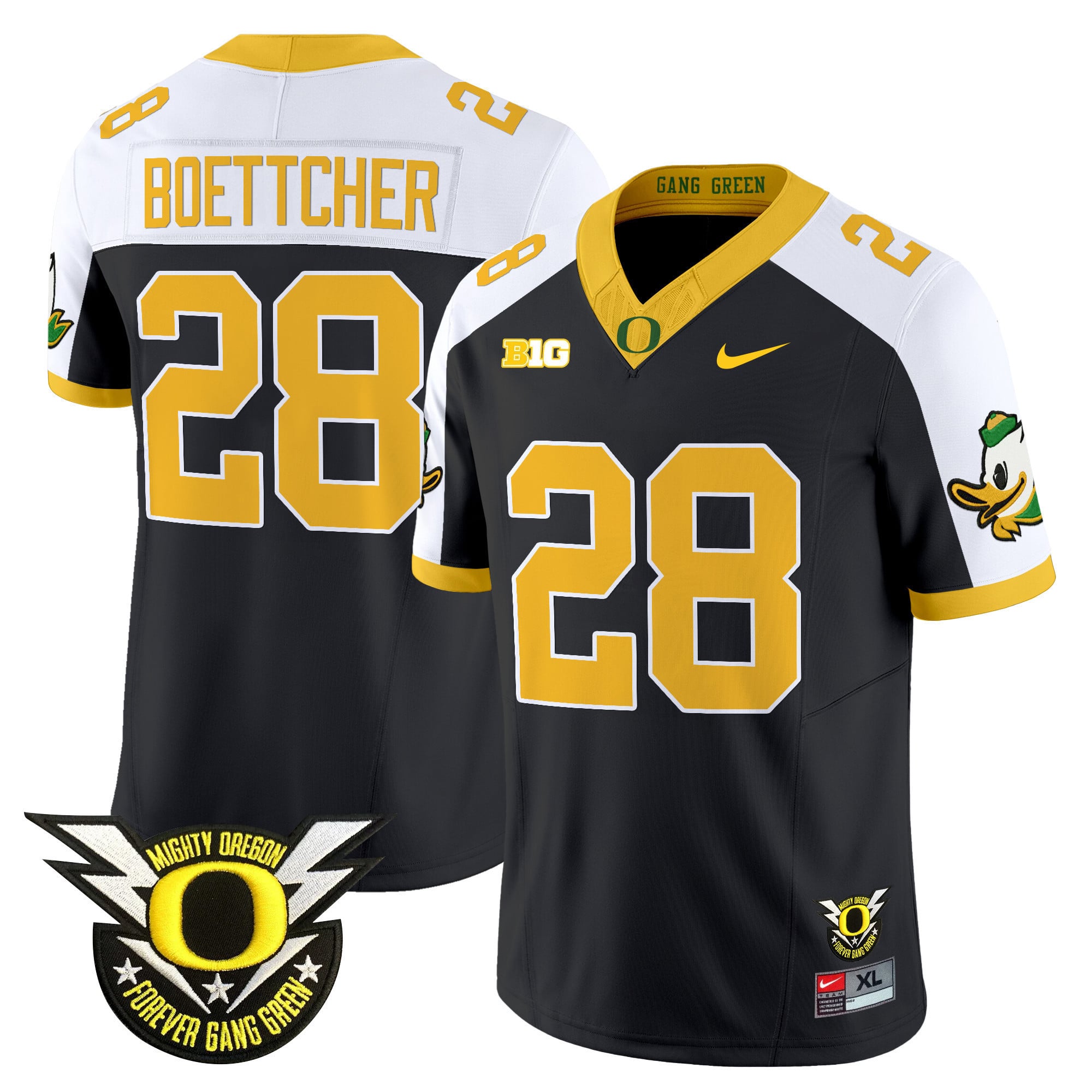 Men's Oregon Ducks 2024 Forever Gang Green & BIG Patch Vapor Limited Jersey - All Stitched