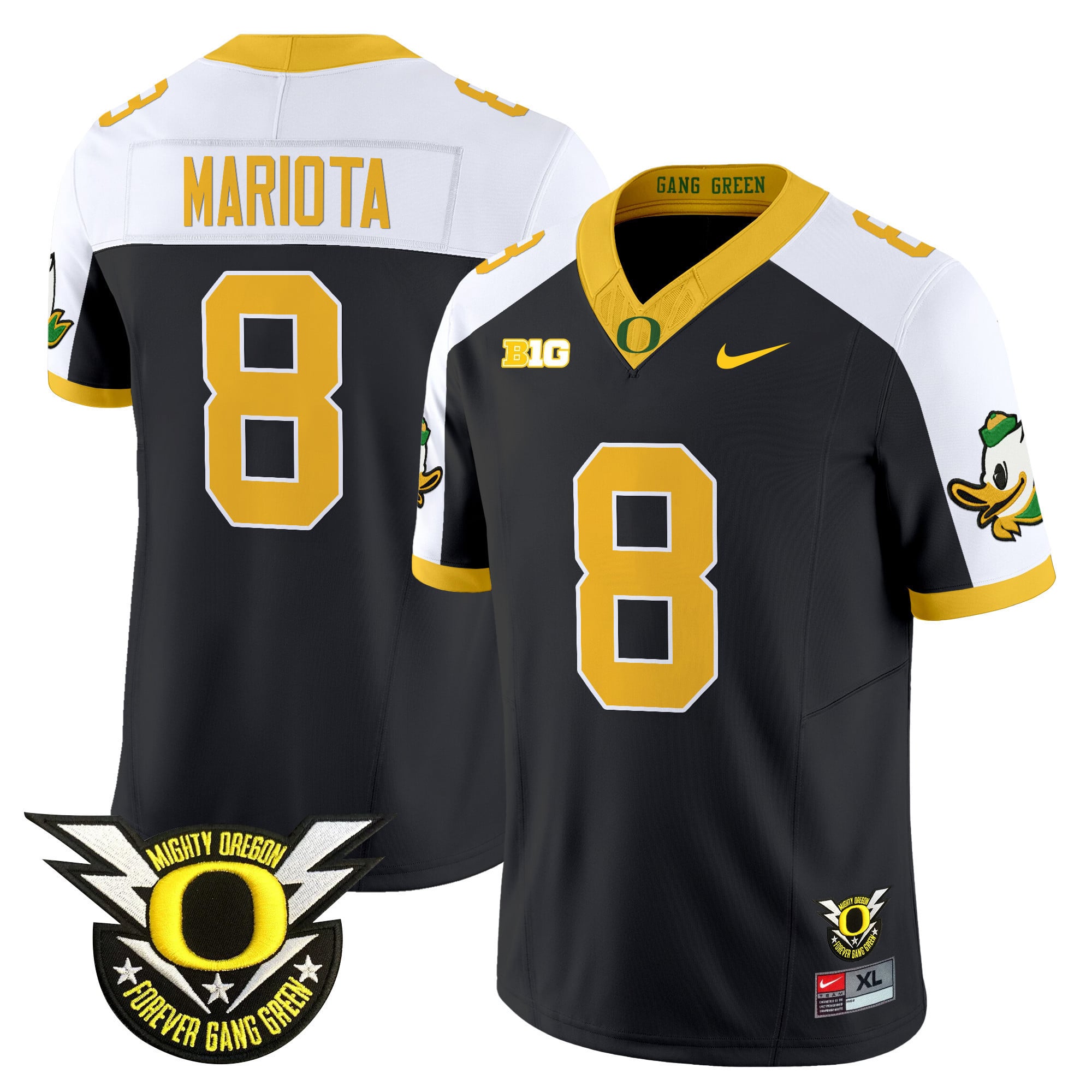 Men's Oregon Ducks 2024 Forever Gang Green & BIG Patch Vapor Limited Jersey N5 - All Stitched