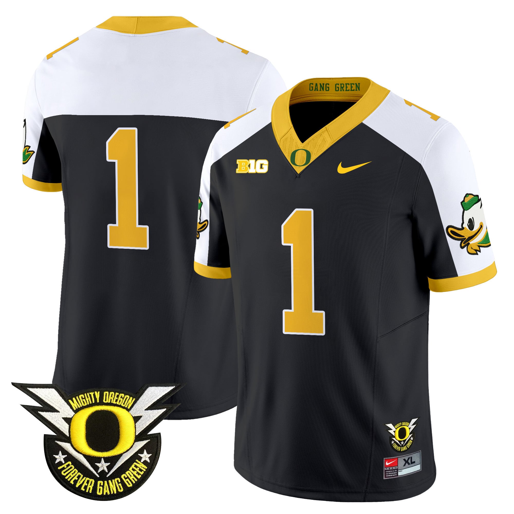 Men's Oregon Ducks 2024 Forever Gang Green & BIG Patch Vapor Limited Jersey N5 - All Stitched