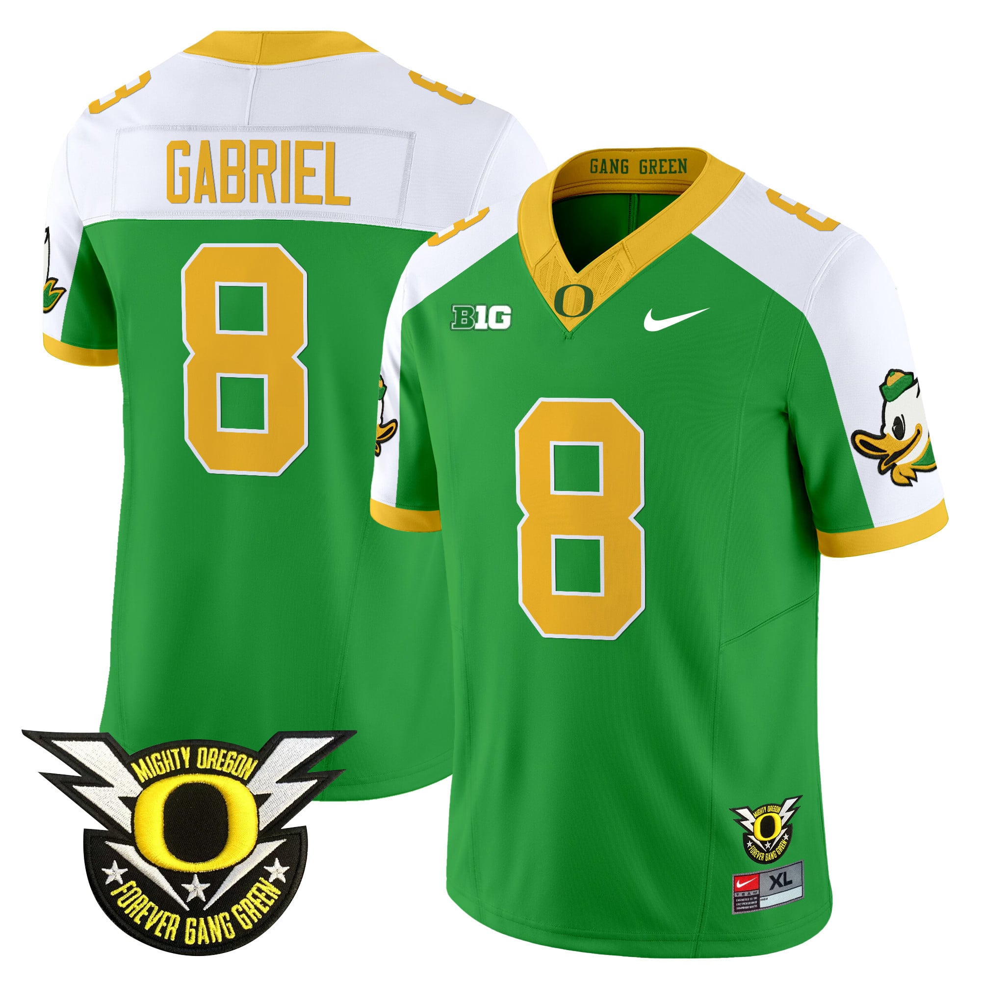Men's Oregon Ducks 2024 Forever Gang Green & BIG Patch Vapor Limited Jersey N5 - All Stitched