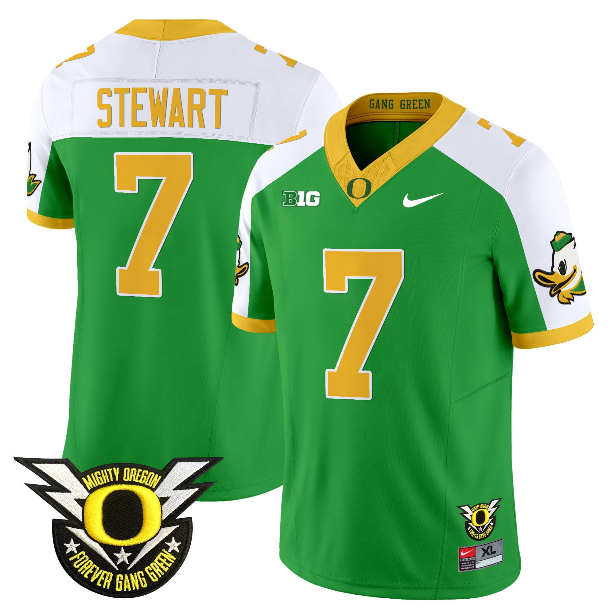 Men's Oregon Ducks 2024 Forever Gang Green & BIG Patch Vapor Limited Jersey N5 - All Stitched