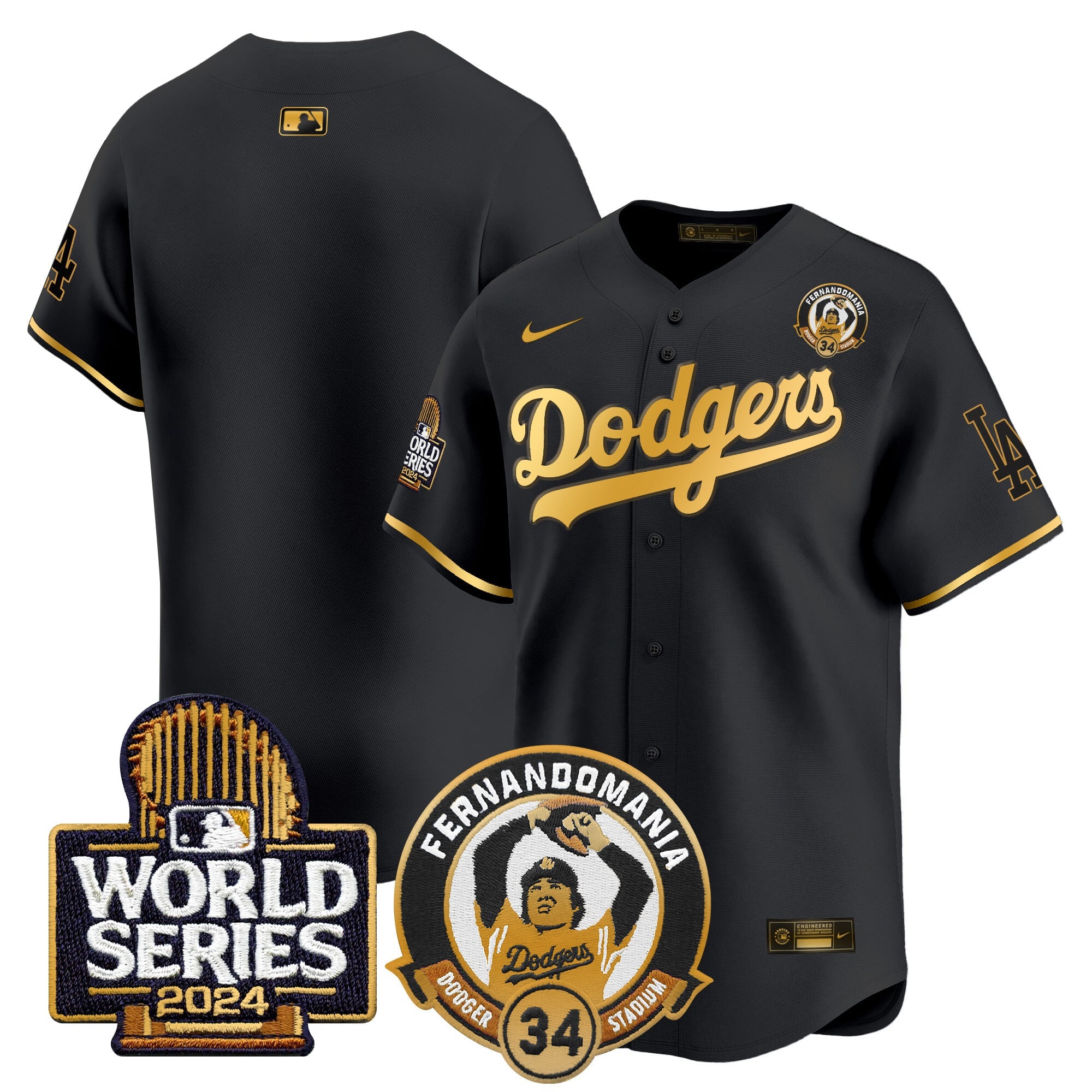 Men's Dodgers Fernando Valenzuela & 2024 World Series Patch Vapor Premier Limited Jersey - All Stitched