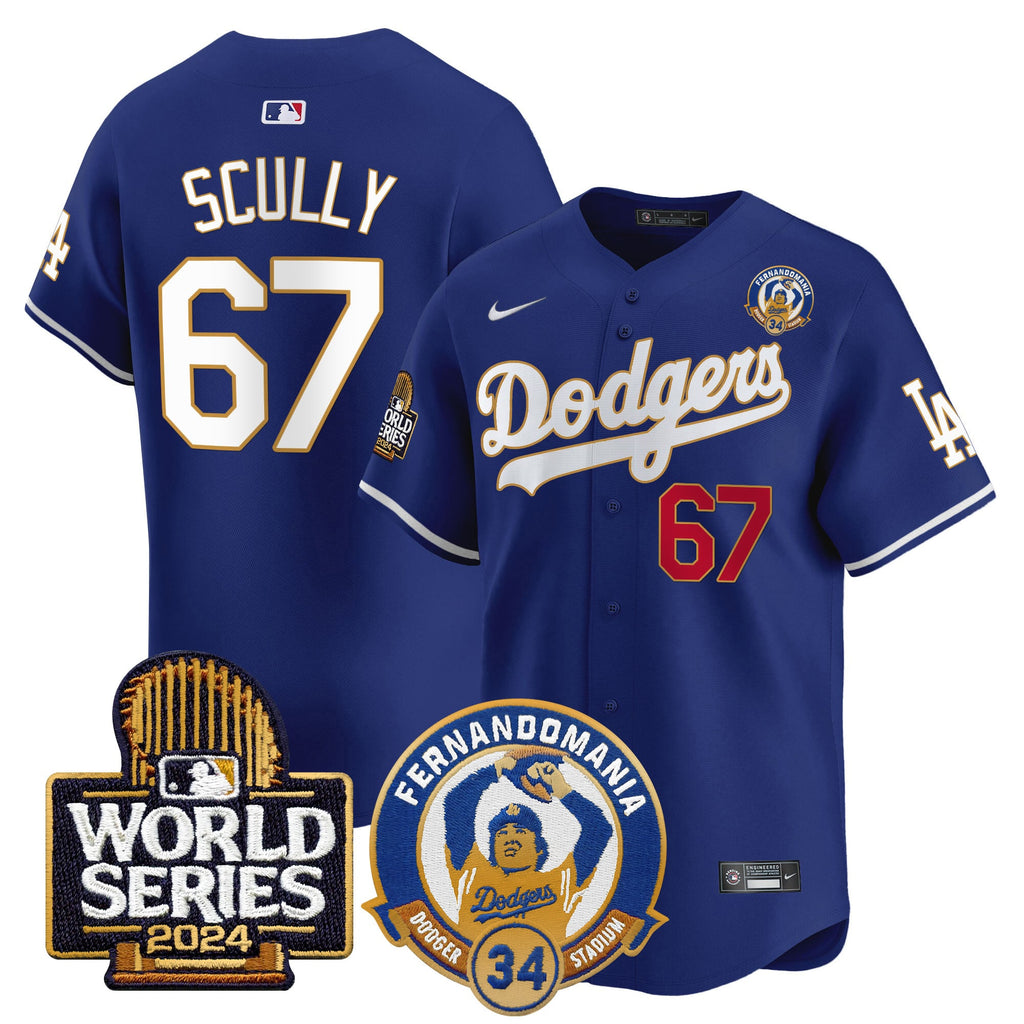Men's Dodgers Fernando Valenzuela & 2024 World Series Patch Vapor Premier Limited Jersey - All Stitched
