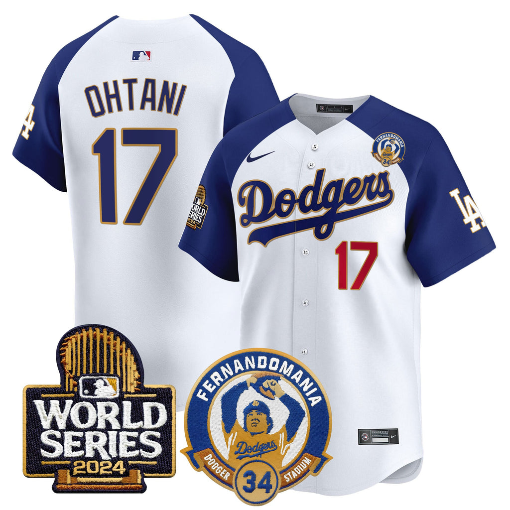 Men's Dodgers Fernando Valenzuela & 2024 World Series Patch Vapor Premier Limited Jersey - All Stitched