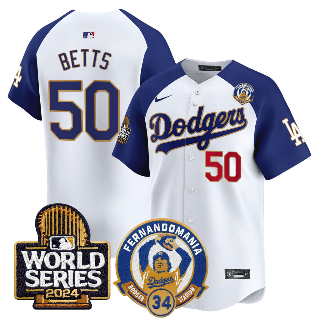 Men's Dodgers Fernando Valenzuela & 2024 World Series Patch Vapor Premier Limited Jersey - All Stitched