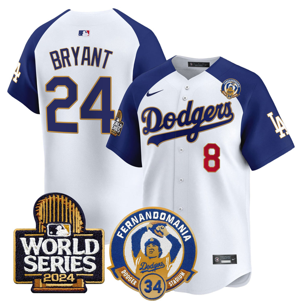 Men's Dodgers Fernando Valenzuela & 2024 World Series Patch Vapor Premier Limited Jersey - All Stitched