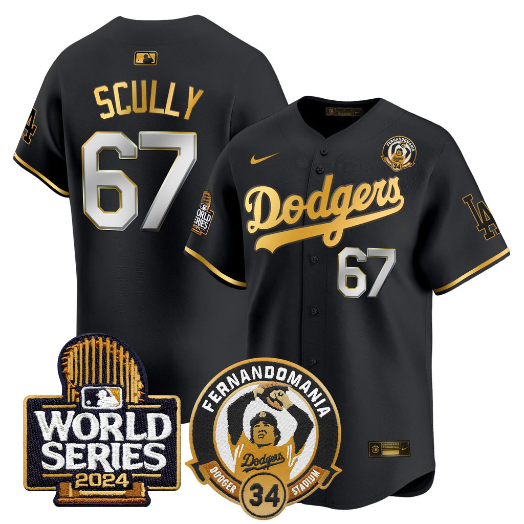 Men's Dodgers Fernando Valenzuela & 2024 World Series Patch Vapor Premier Limited Jersey V3 - All Stitched