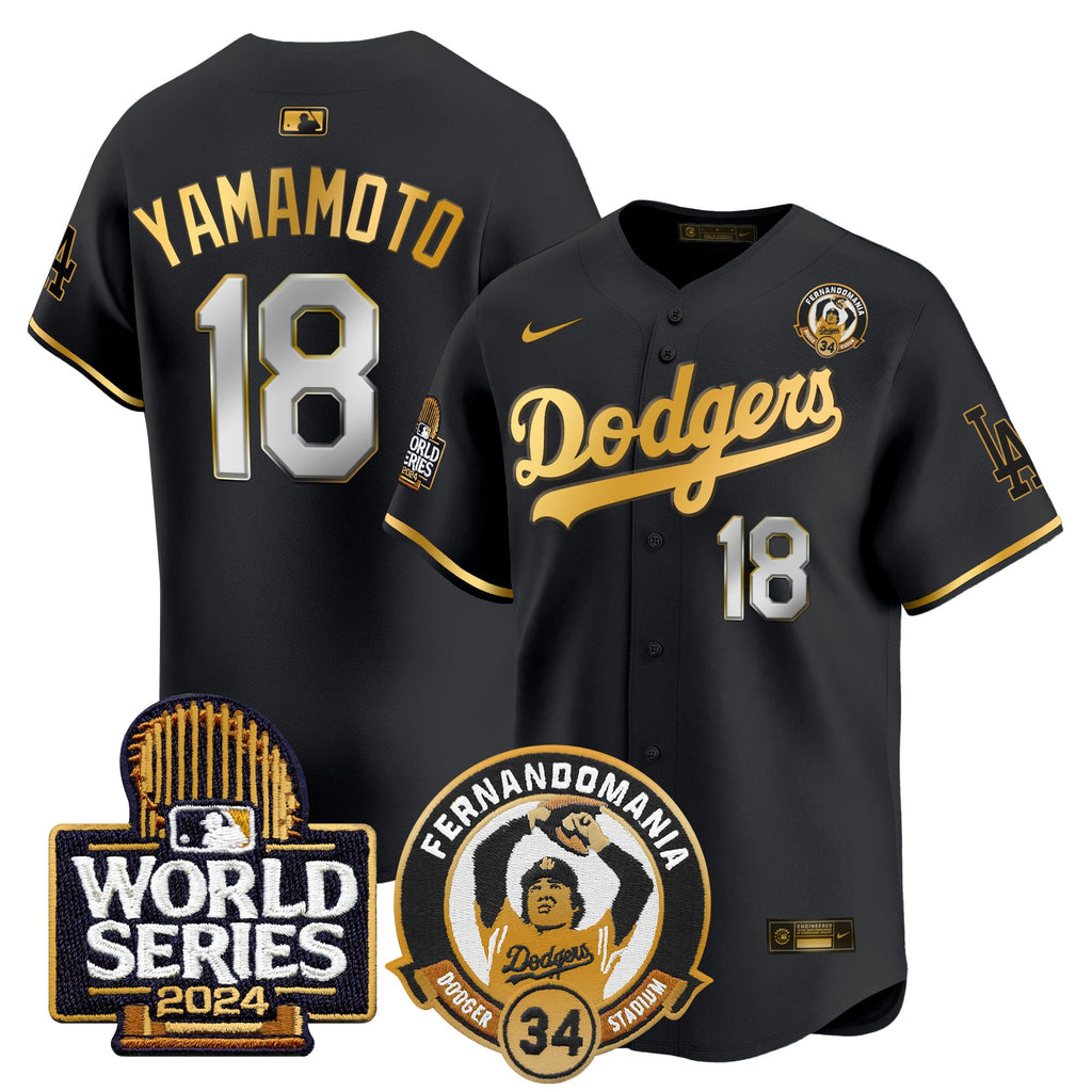 Men's Dodgers Fernando Valenzuela & 2024 World Series Patch Vapor Premier Limited Jersey V3 - All Stitched