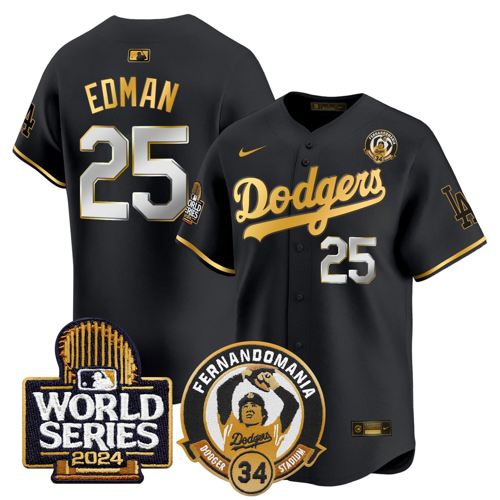 Men's Dodgers Fernando Valenzuela & 2024 World Series Patch Vapor Premier Limited Jersey V3 - All Stitched