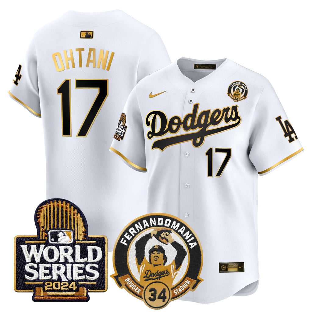 Men's Dodgers Fernando Valenzuela & 2024 World Series Patch Vapor Premier Limited Jersey V3 - All Stitched