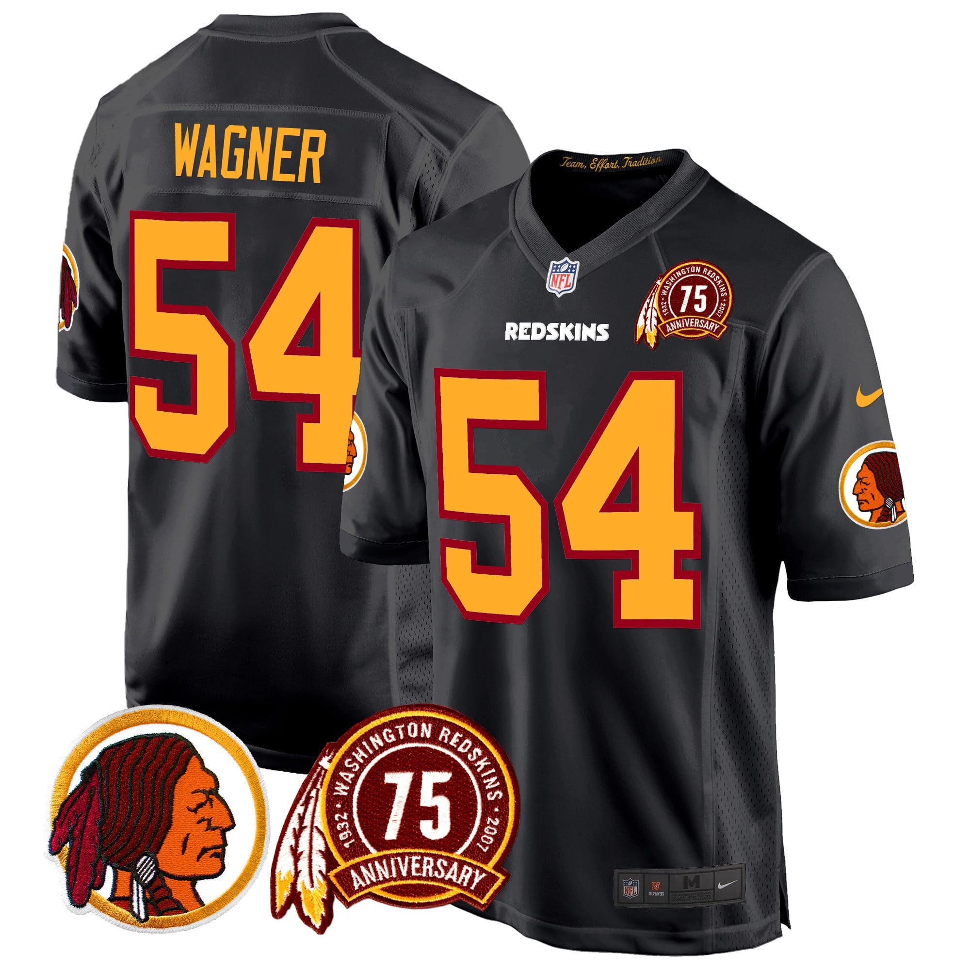 Men's Washington Redskins 75th Patch Throwback Game Jersey - All Stitched
