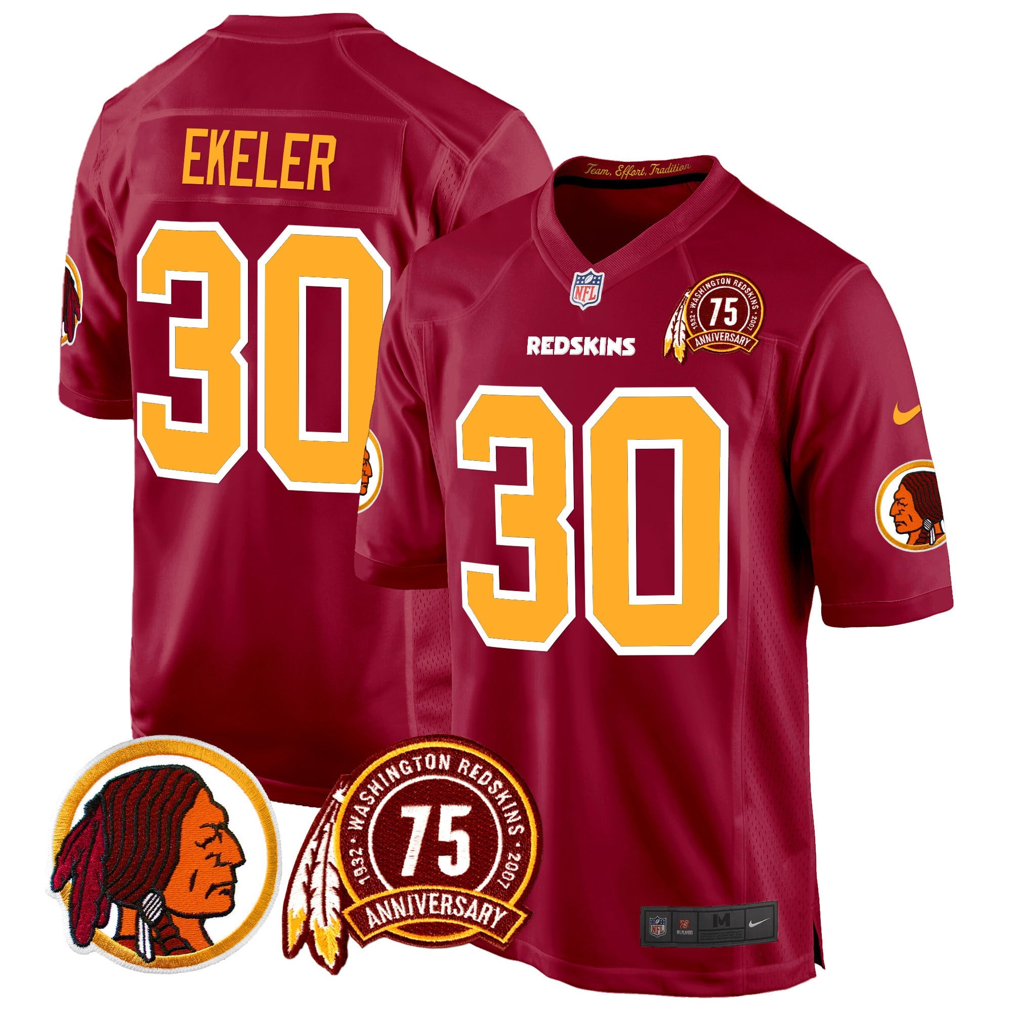 Men's Washington Redskins 75th Patch Throwback Game Jersey - All Stitched