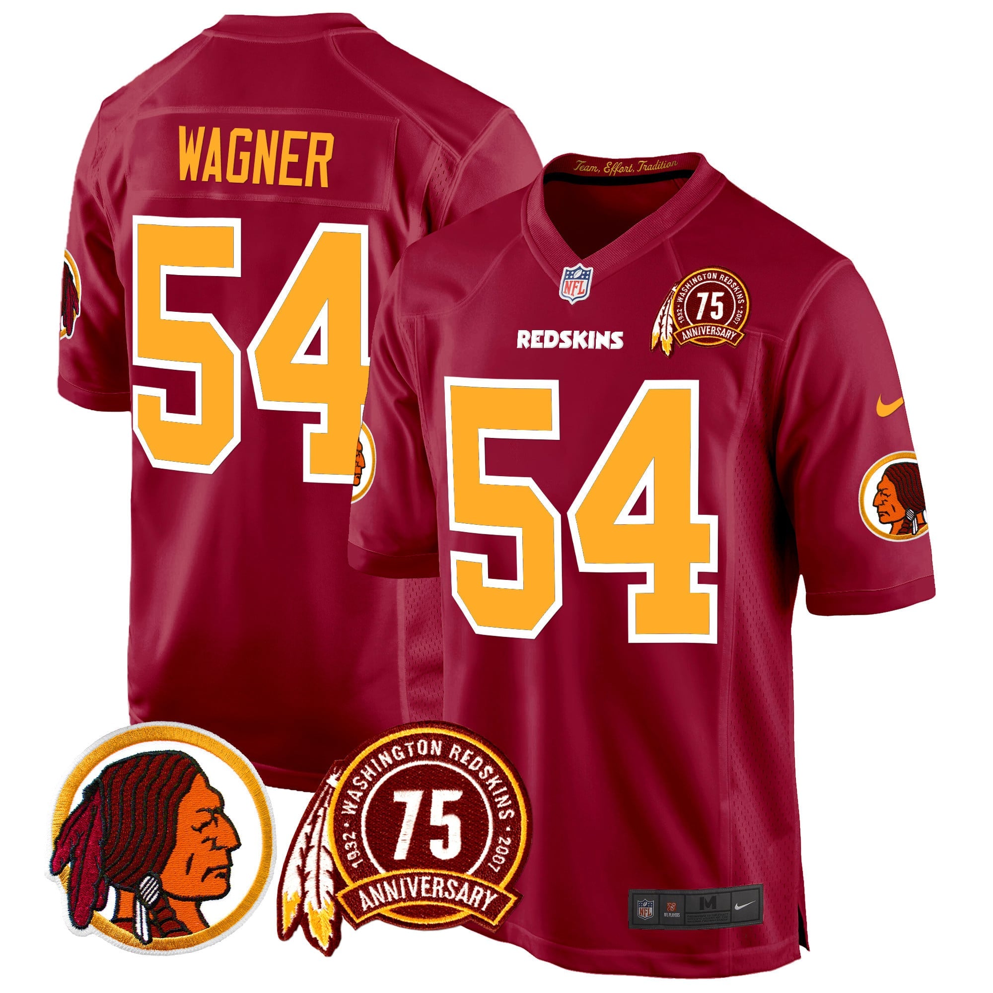 Men's Washington Redskins 75th Patch Throwback Game Jersey - All Stitched