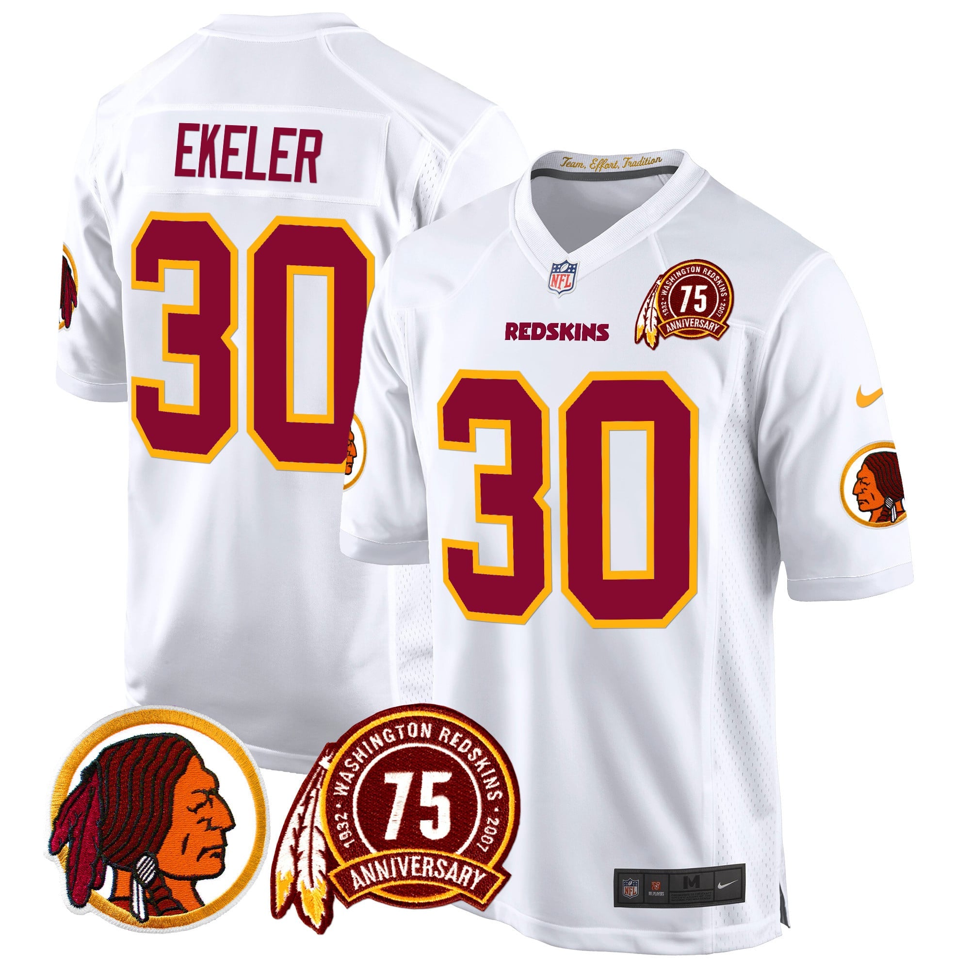 Men's Washington Redskins 75th Patch Throwback Game Jersey - All Stitched