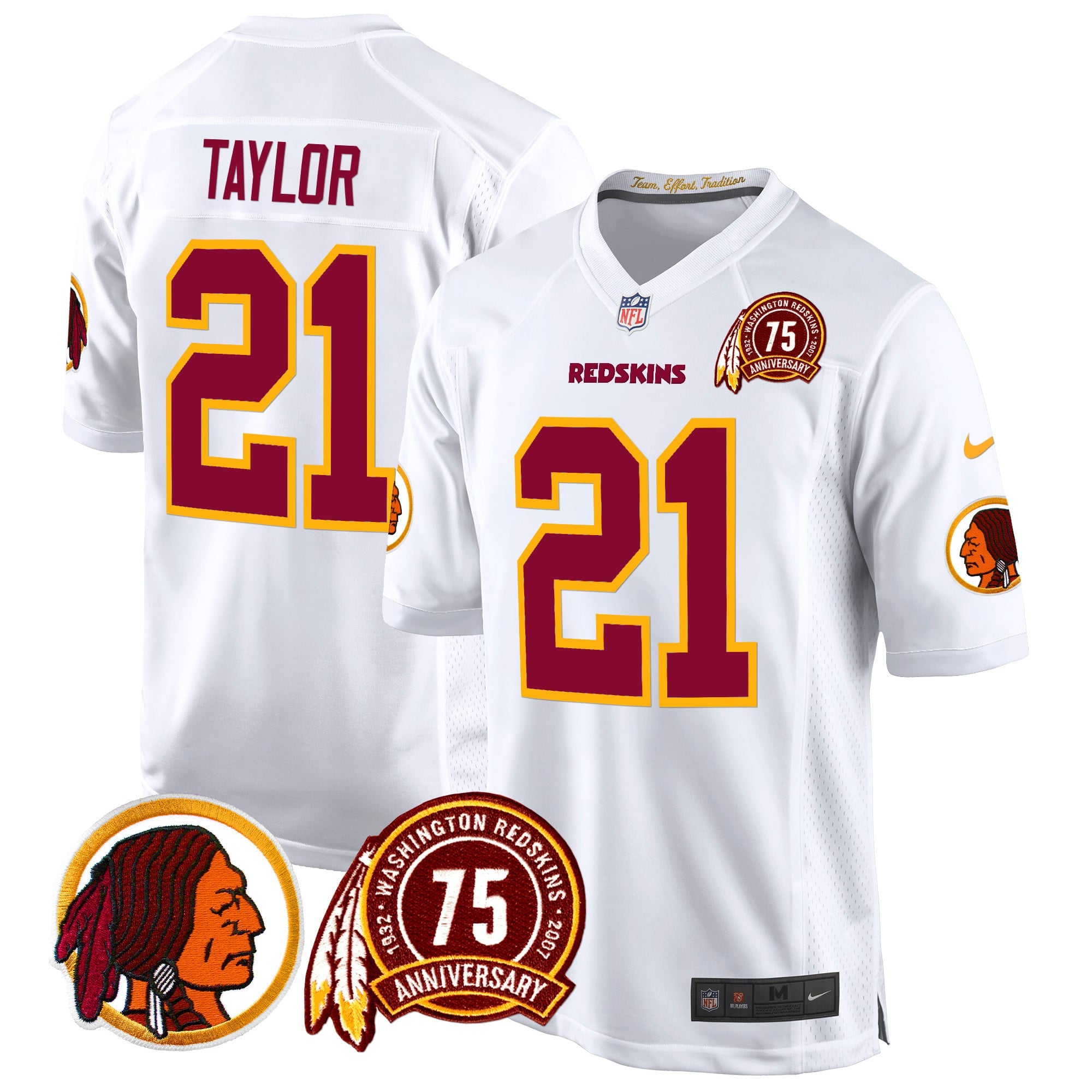 Men's Washington Redskins 75th Patch Throwback Game Jersey - All Stitched