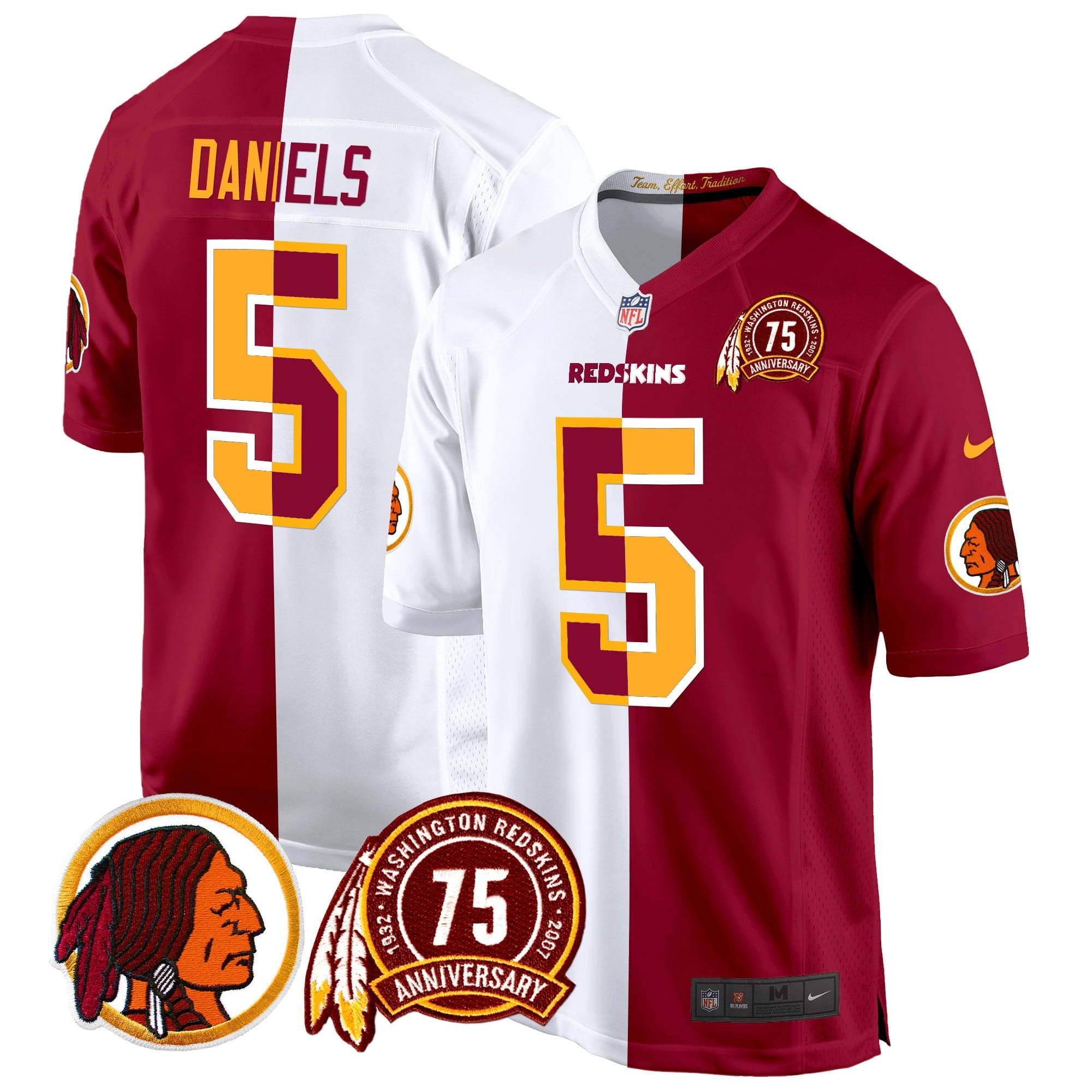 Men's Washington Redskins 75th Patch Throwback Game Jersey - All Stitched
