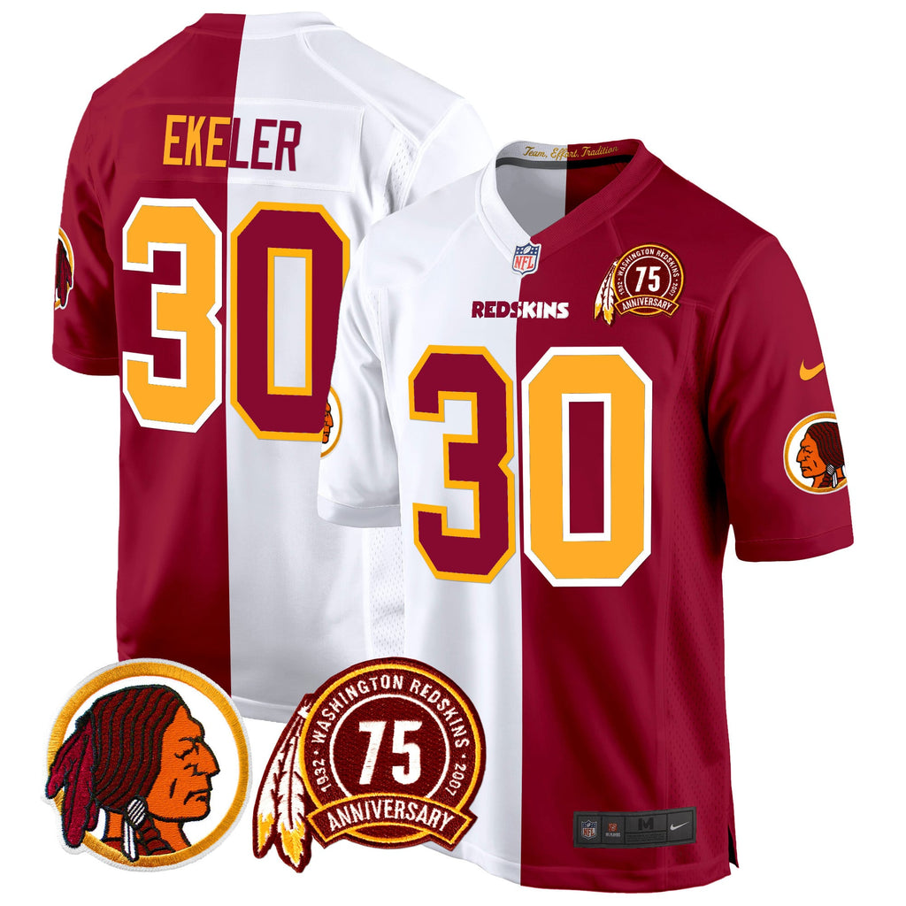 Men's Washington Redskins 75th Patch Throwback Game Jersey - All Stitched