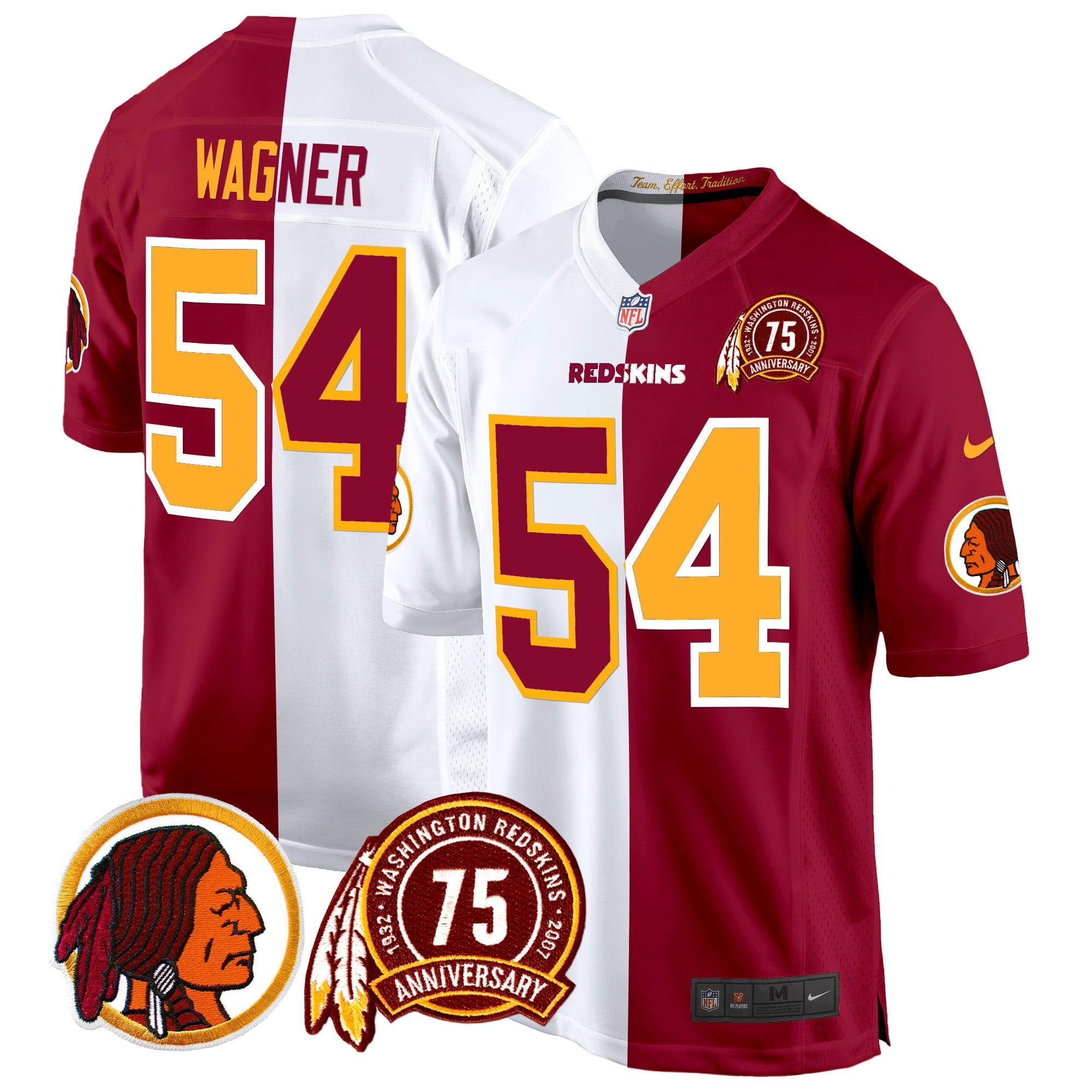 Men's Washington Redskins 75th Patch Throwback Game Jersey - All Stitched