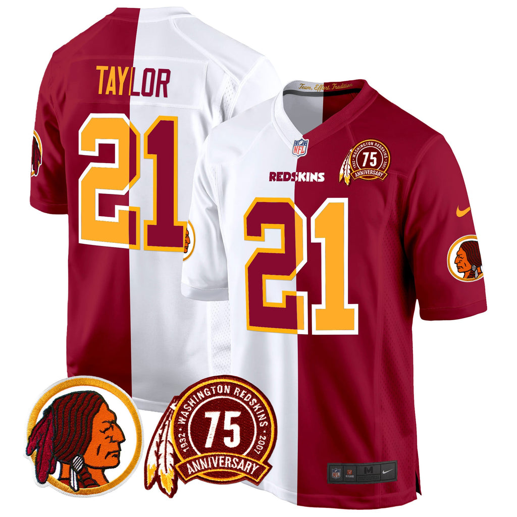 Men's Washington Redskins 75th Patch Throwback Game Jersey - All Stitched