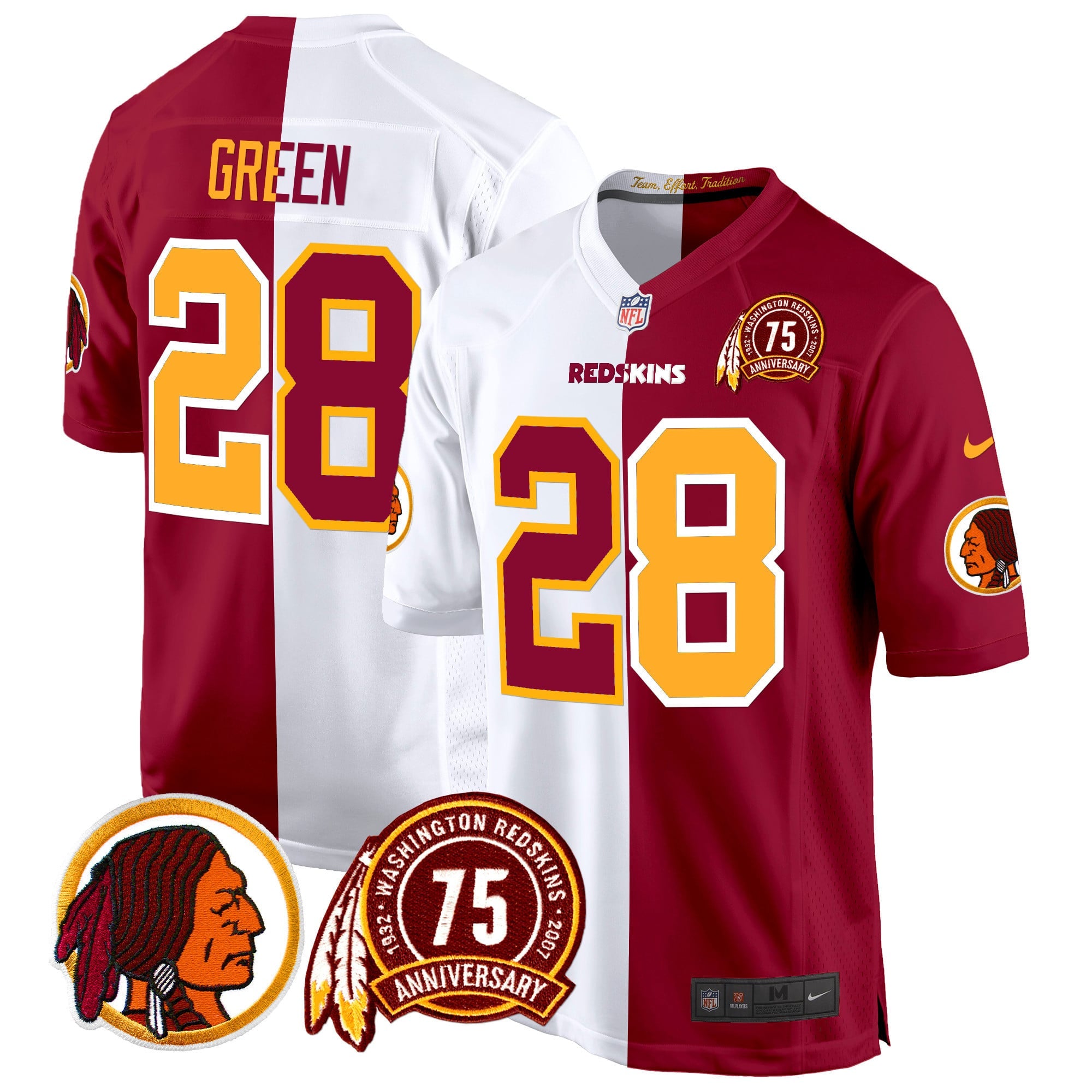Men's Washington Redskins 75th Patch Throwback Game Jersey - All Stitched