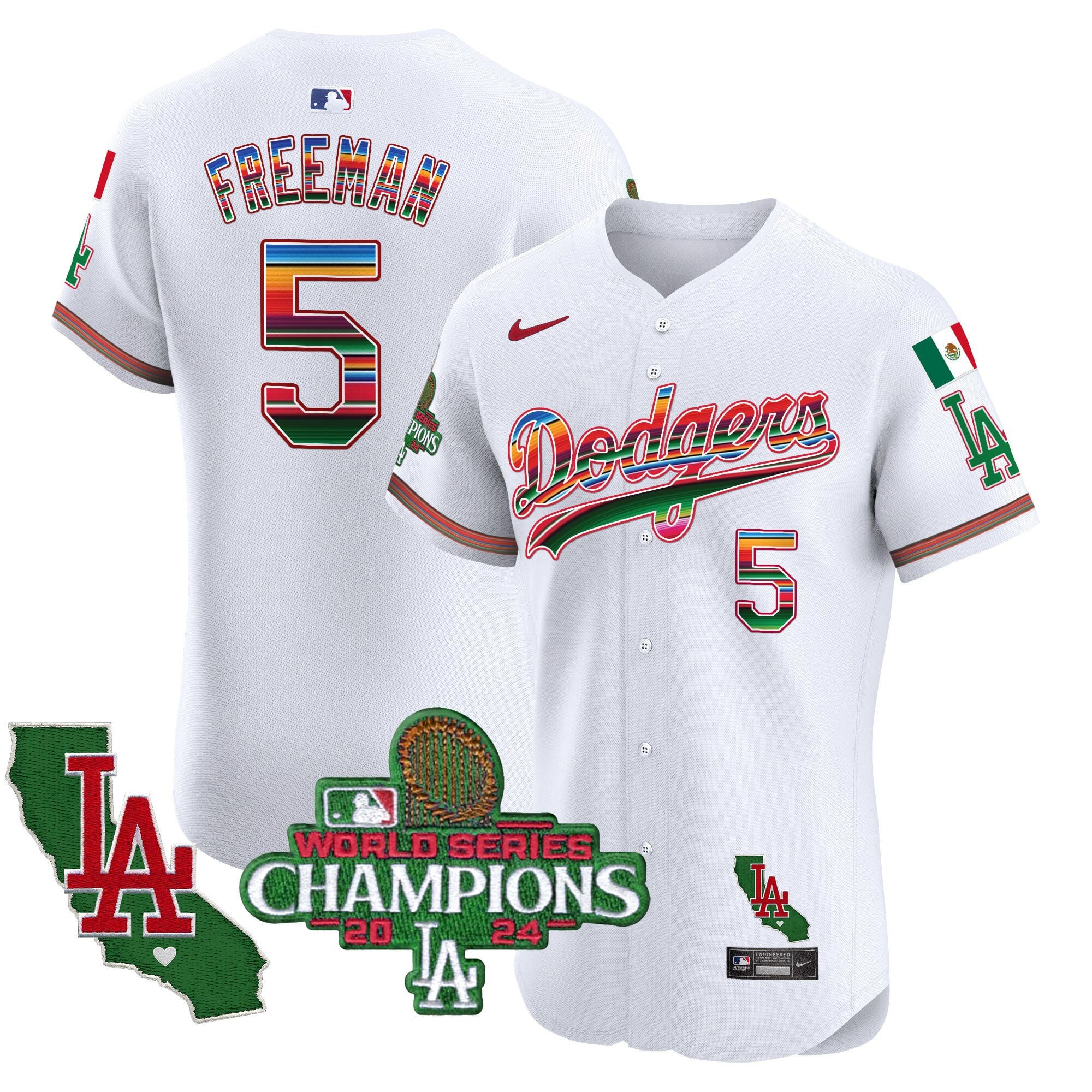 Men's Dodgers Mexico 2024 World Series Champions Vapor Premier Elite Jersey - All Stitched
